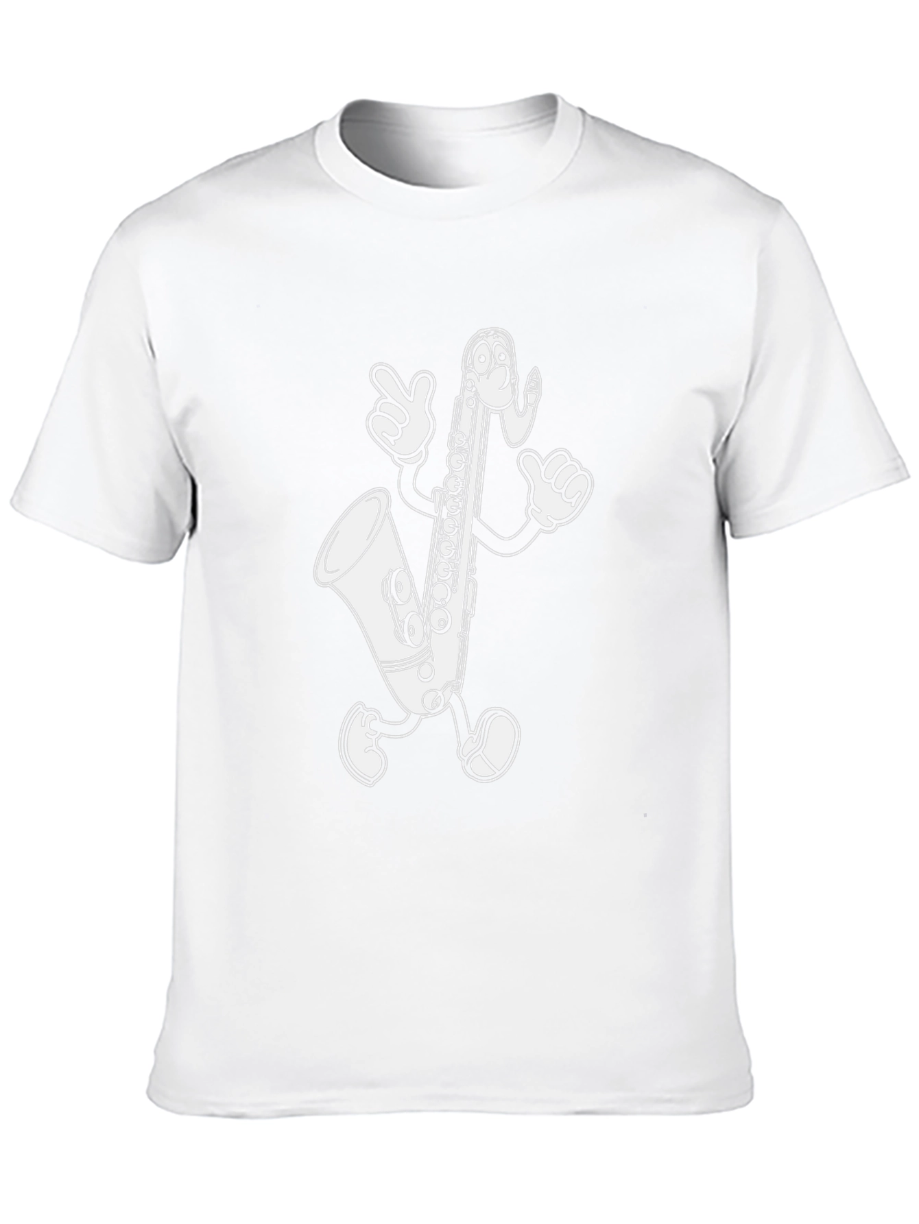 Cartoon Saxophone Black T-Shirt