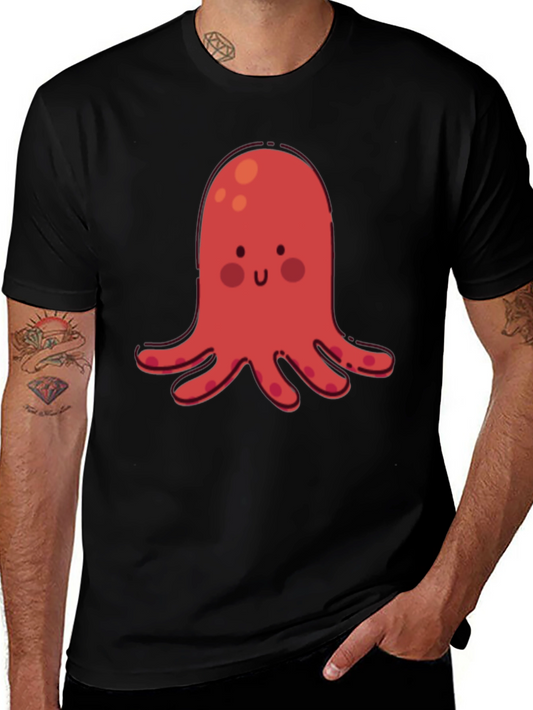 Cute Red Octopus Graphic T-Shirt