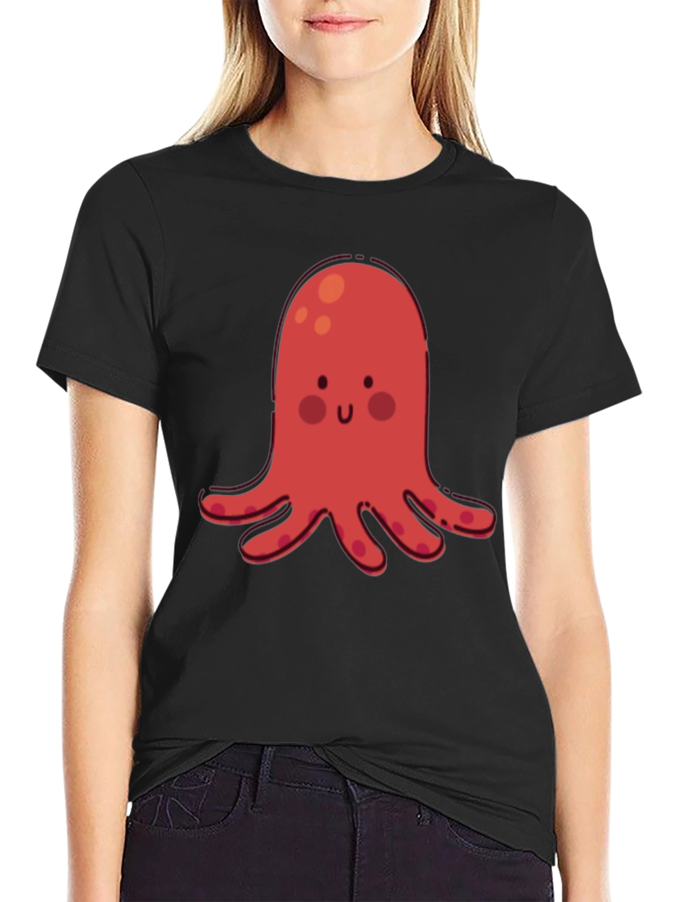 Cute Red Octopus Graphic T-Shirt