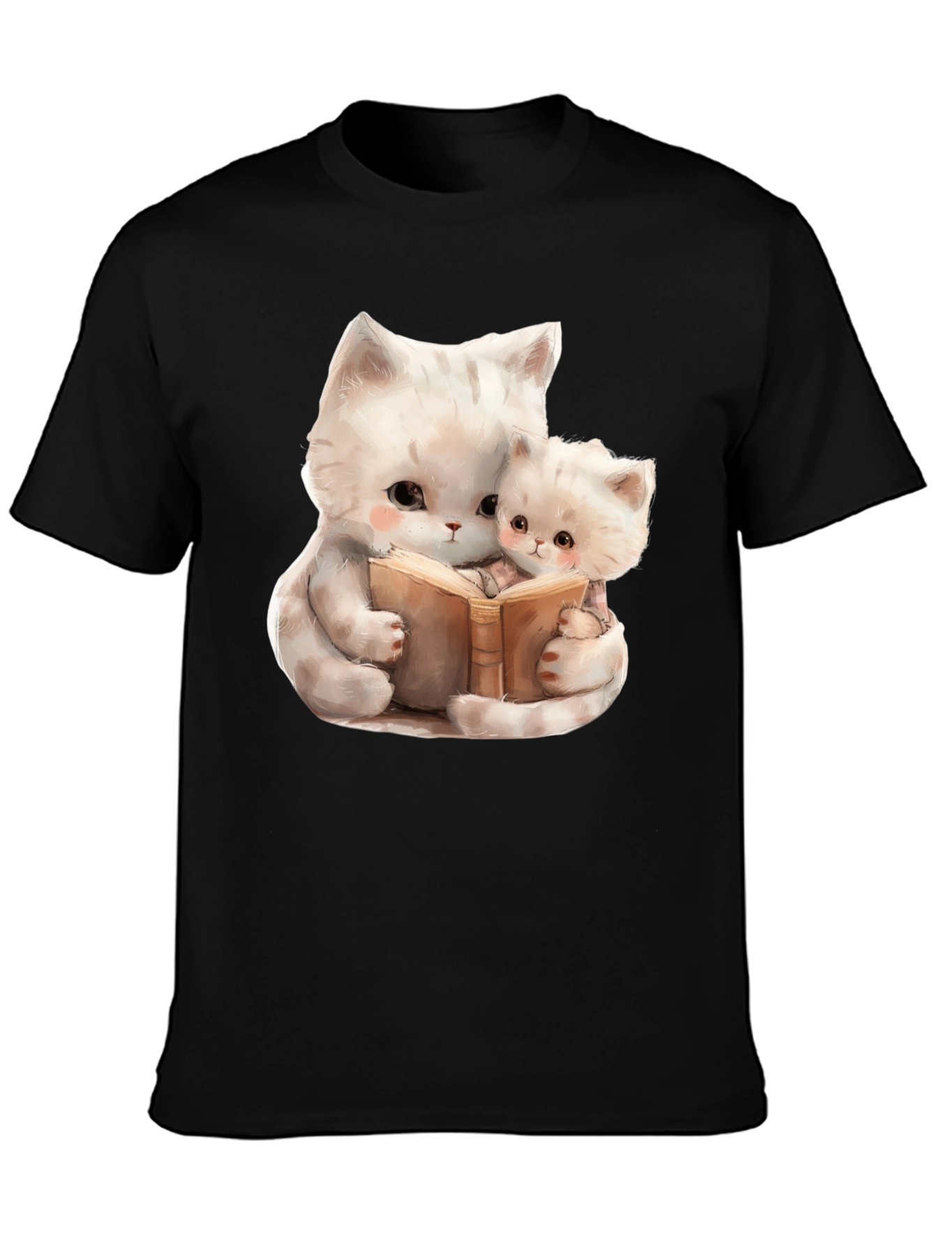 Cute Cats Reading Book Graphic T-Shirt