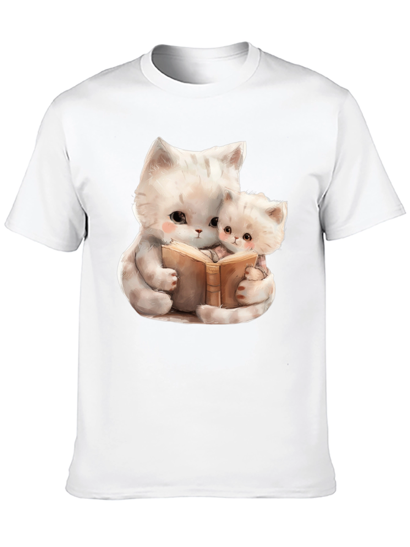Cute Cats Reading Book Graphic T-Shirt