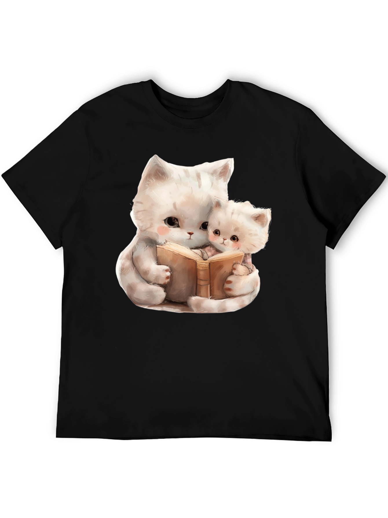 Cute Cats Reading Book Graphic T-Shirt