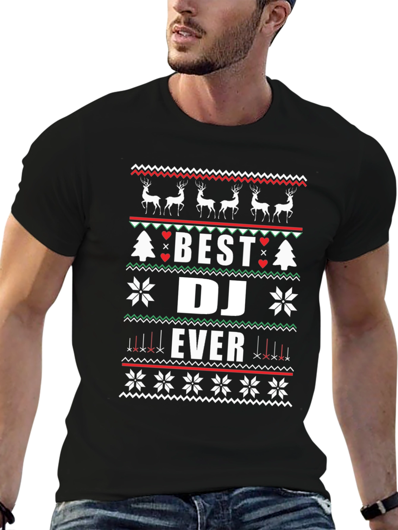 Best DJ Ever Ugly Christmas Sweater T-Shirt