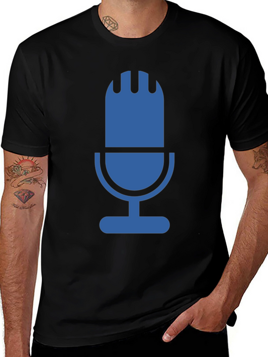 Retro Microphone Graphic Tee - Black