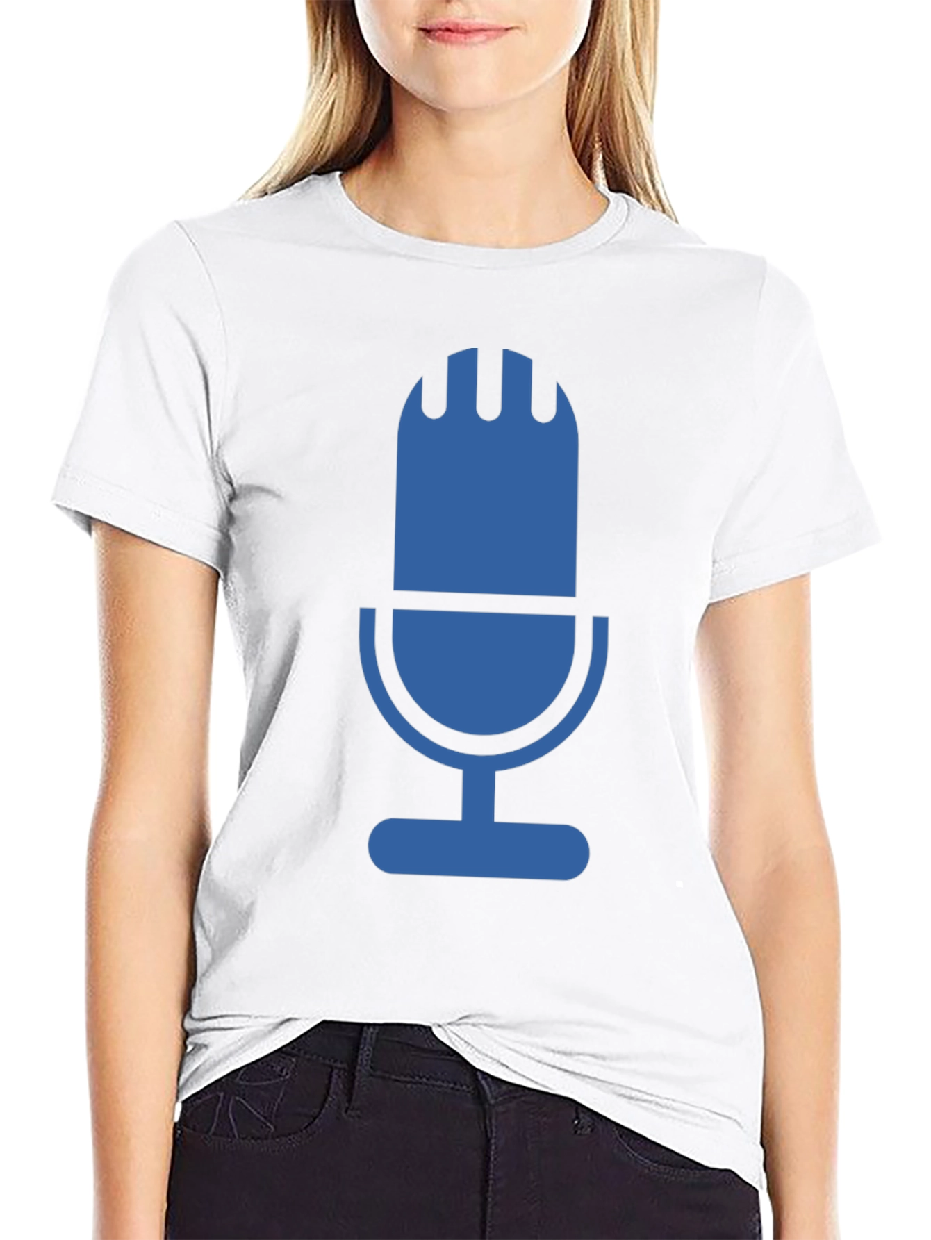 Retro Microphone Graphic Tee - Black