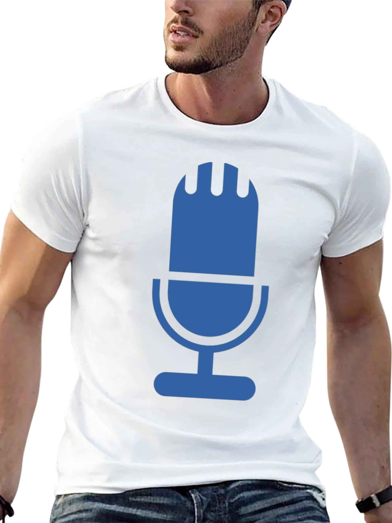 Retro Microphone Graphic Tee - Black