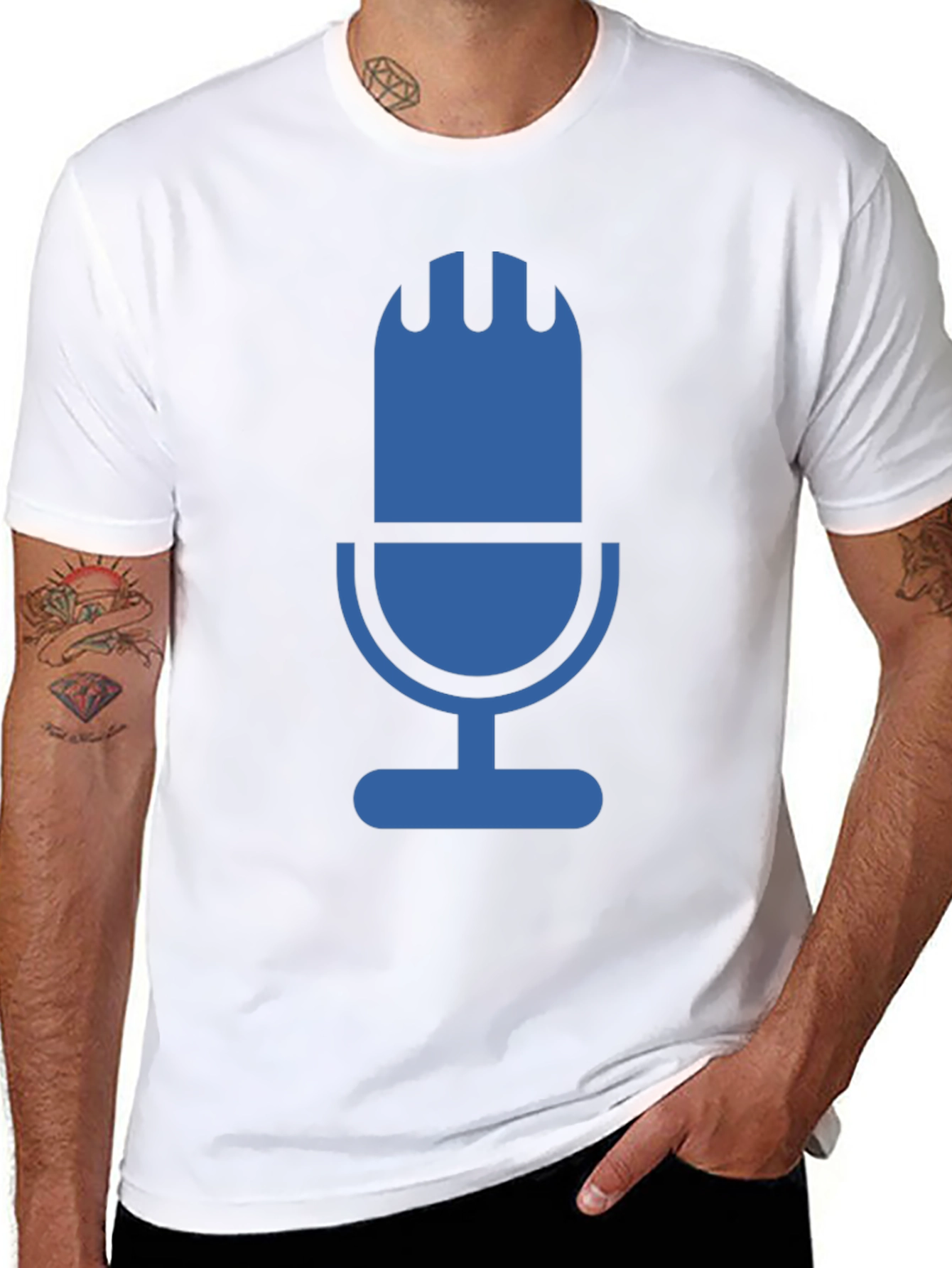 Retro Microphone Graphic Tee - Black