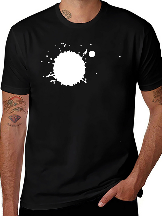 Black Tee with White Splatter Graphic Print