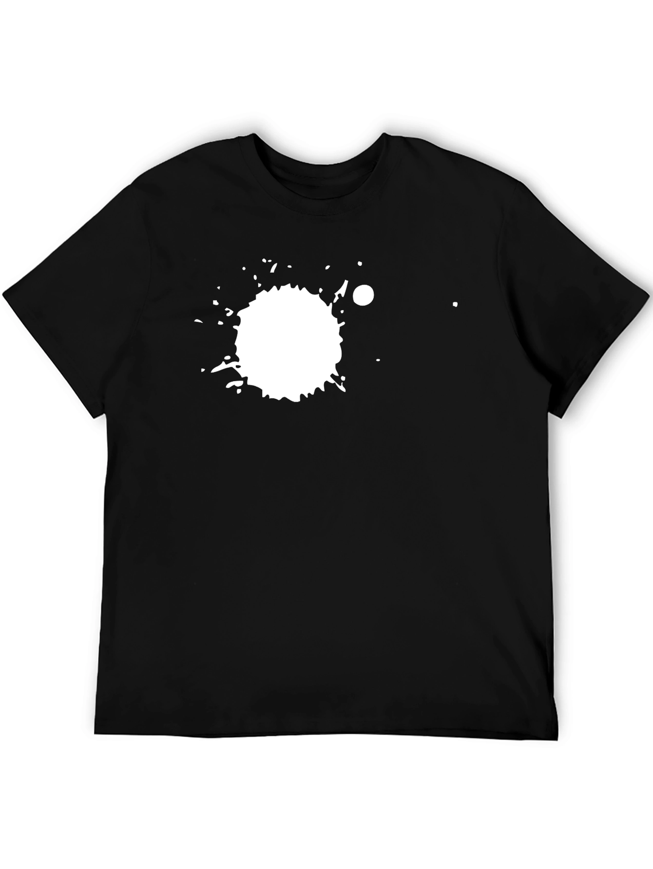 Black Tee with White Splatter Graphic Print