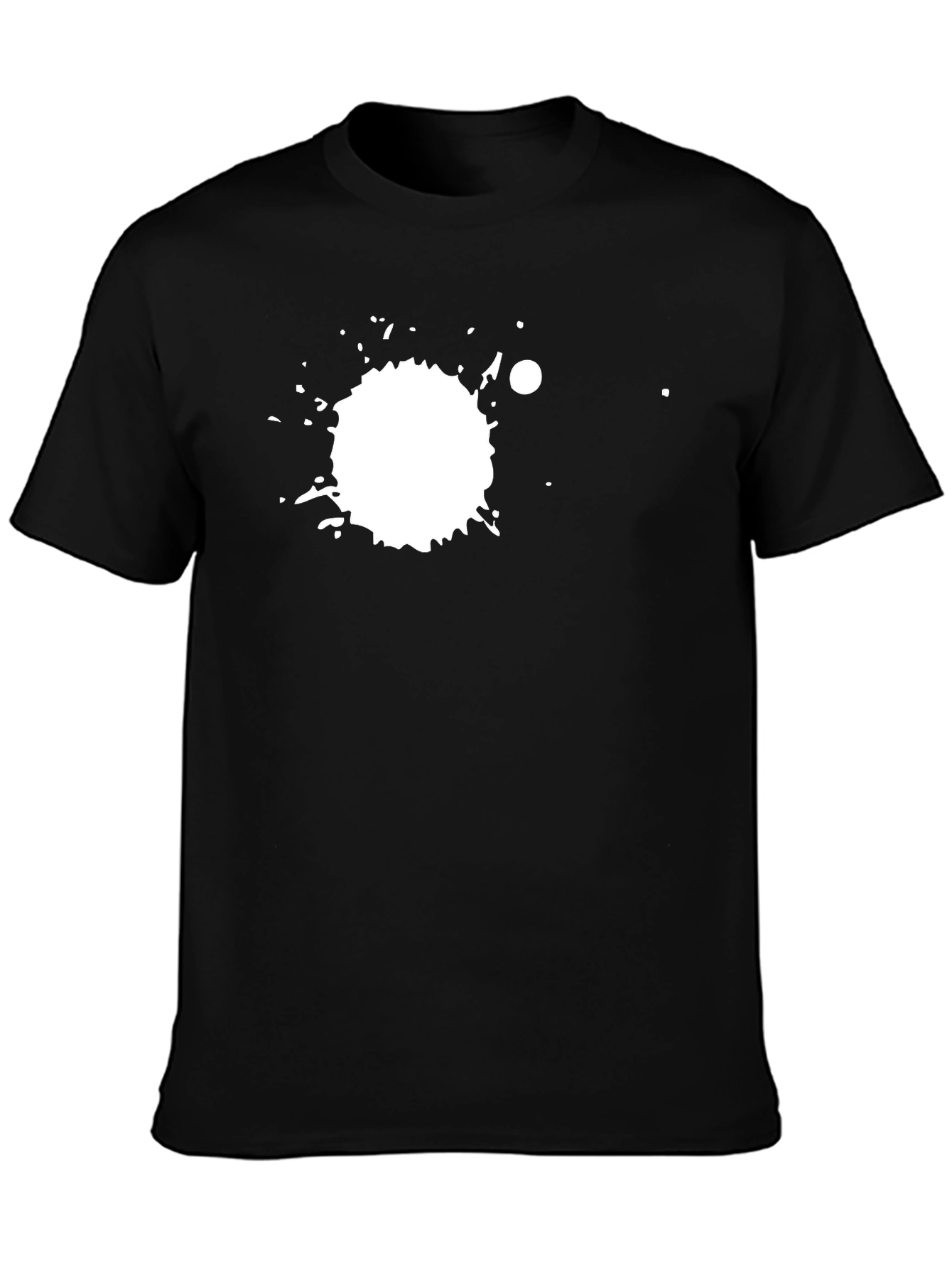 Black Tee with White Splatter Graphic Print