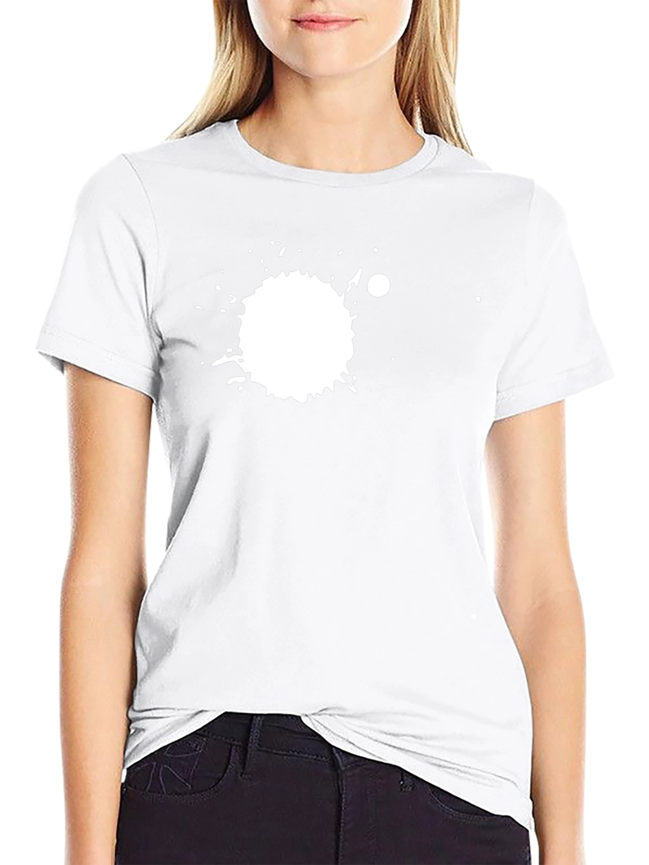 Black Tee with White Splatter Graphic Print