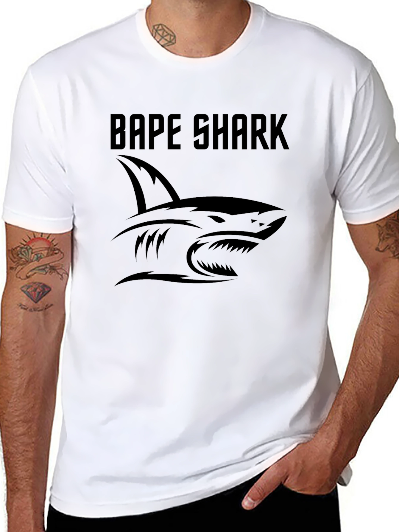 Bape Shark Graphic Tee - Classic Black