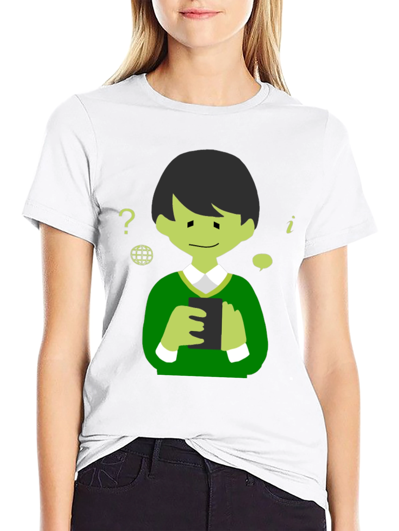 Cartoon Character Graphic Tee - Black Cotton Shirt