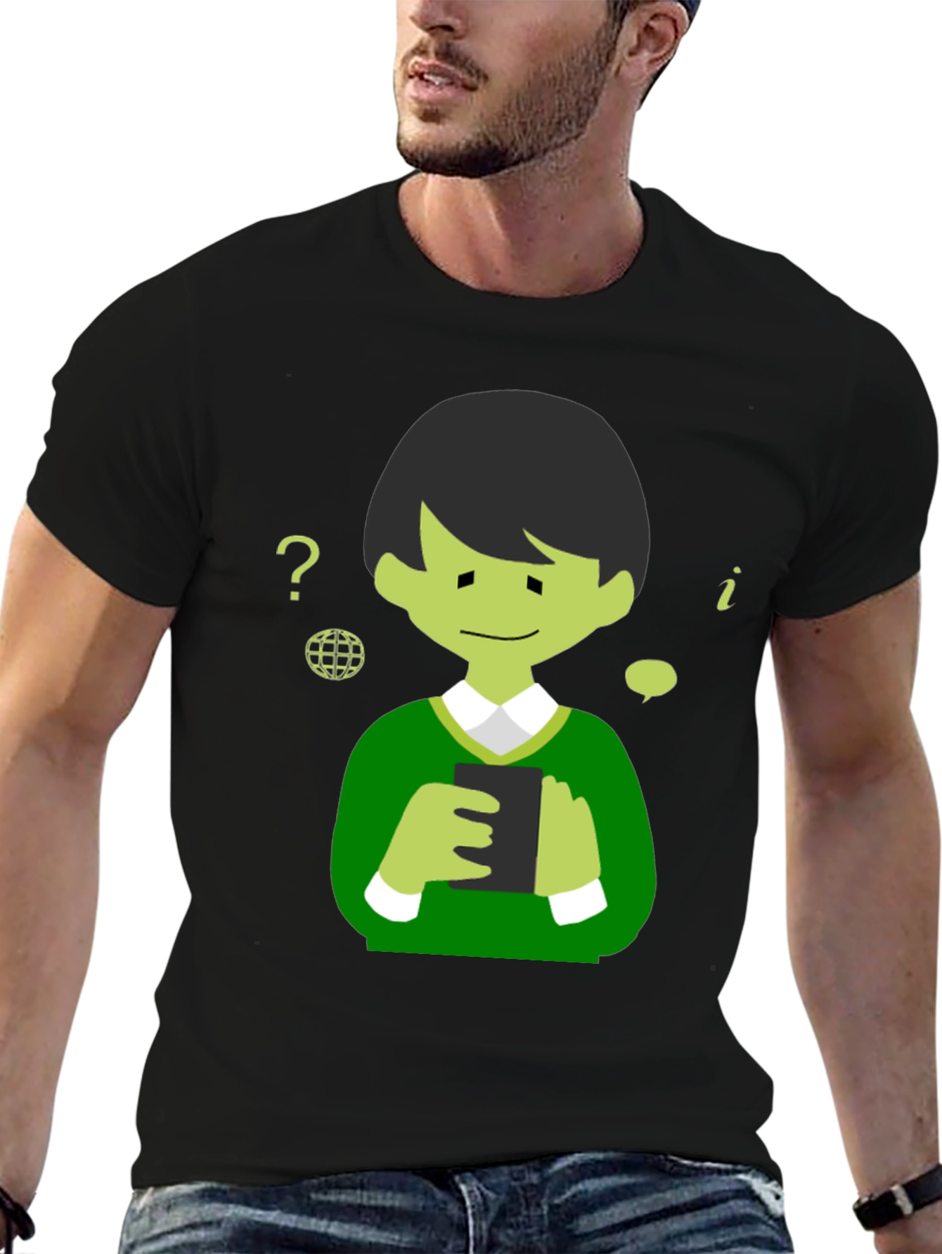 Cartoon Character Graphic Tee - Black Cotton Shirt