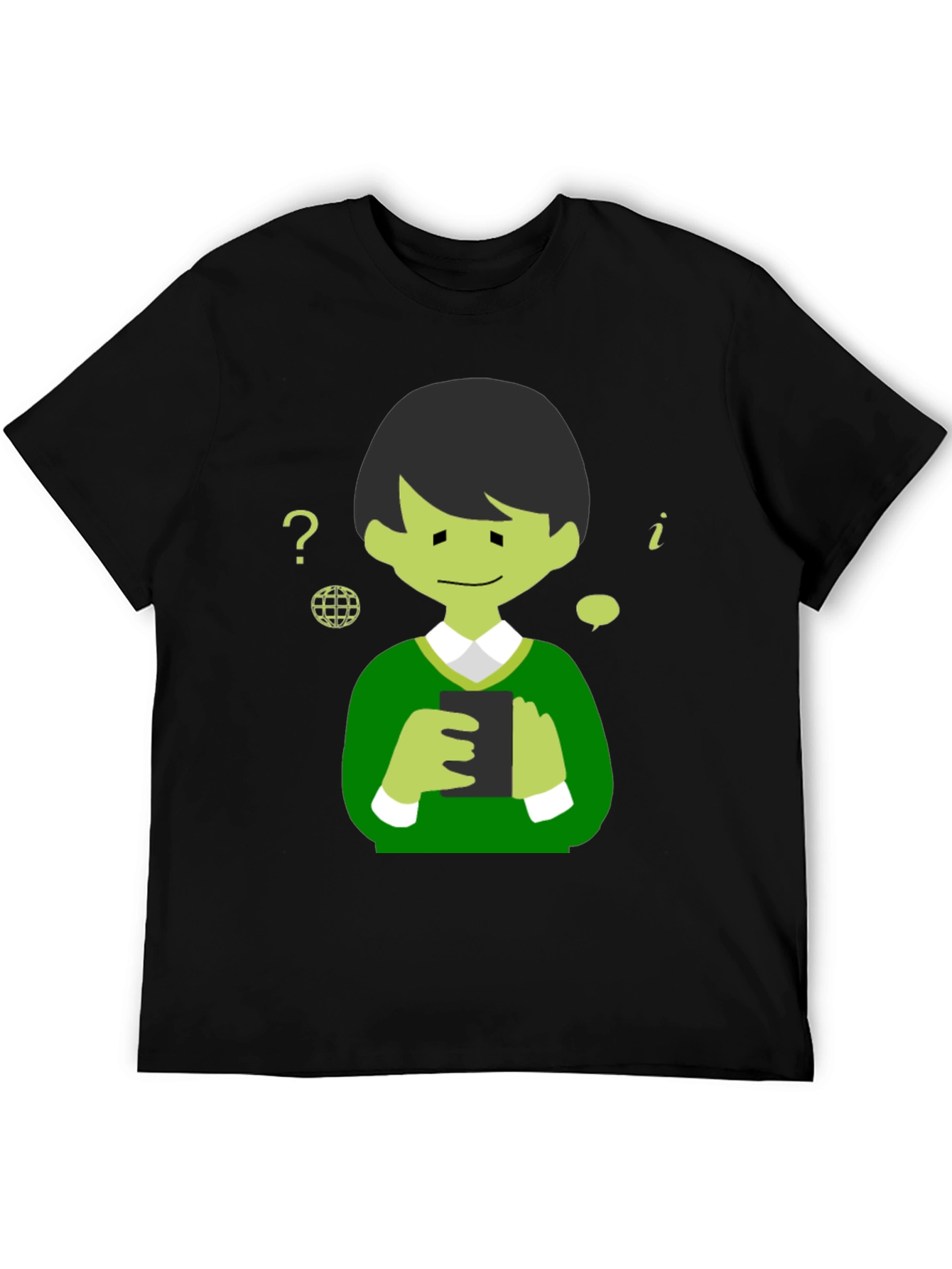 Cartoon Character Graphic Tee - Black Cotton Shirt