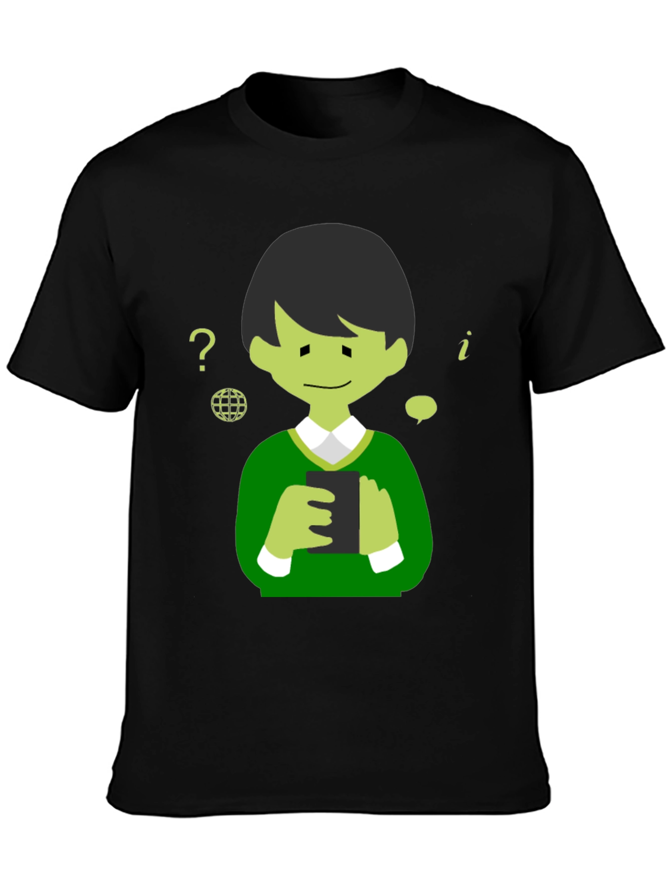 Cartoon Character Graphic Tee - Black Cotton Shirt