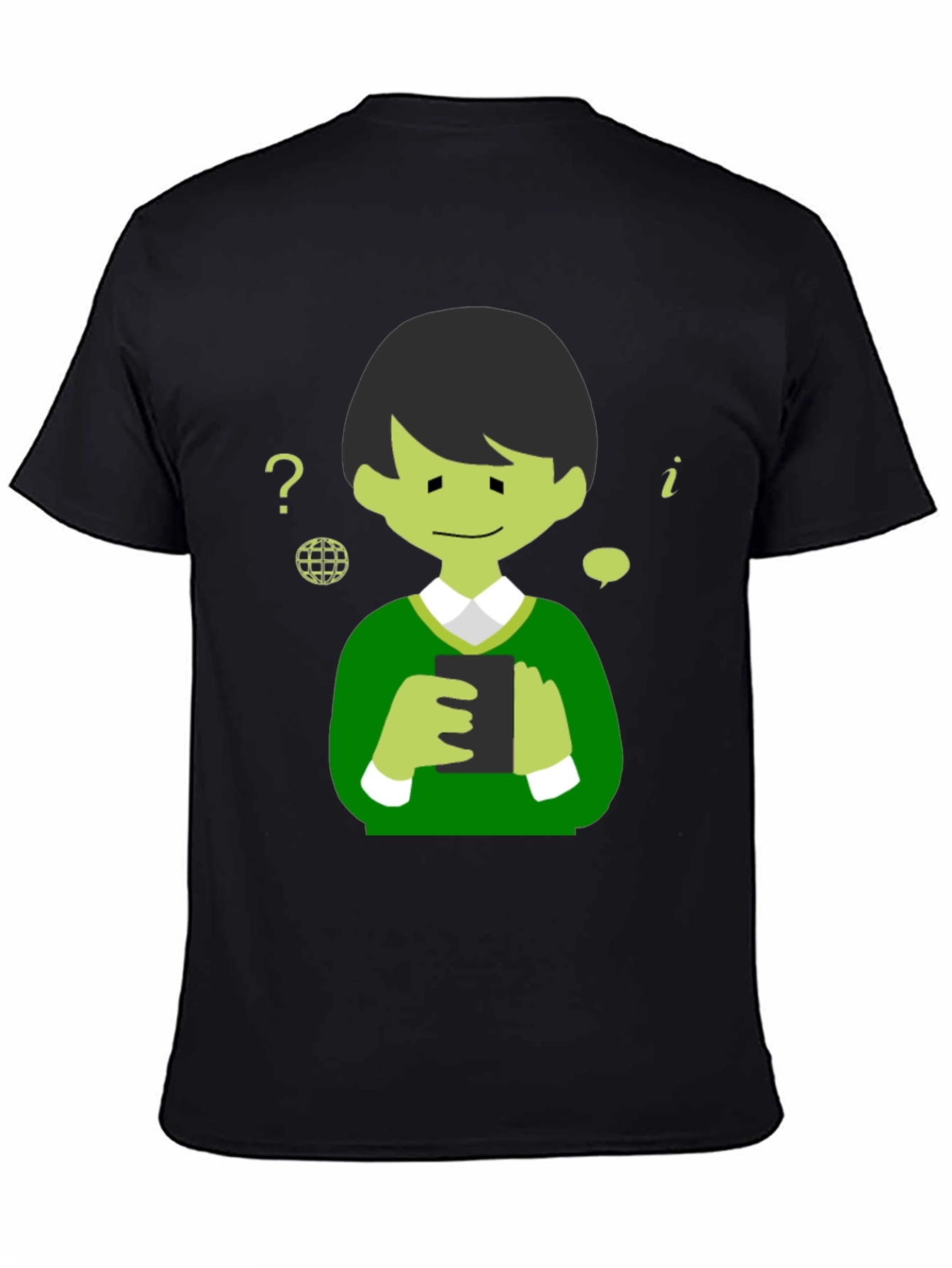 Cartoon Character Graphic Tee - Black Cotton Shirt