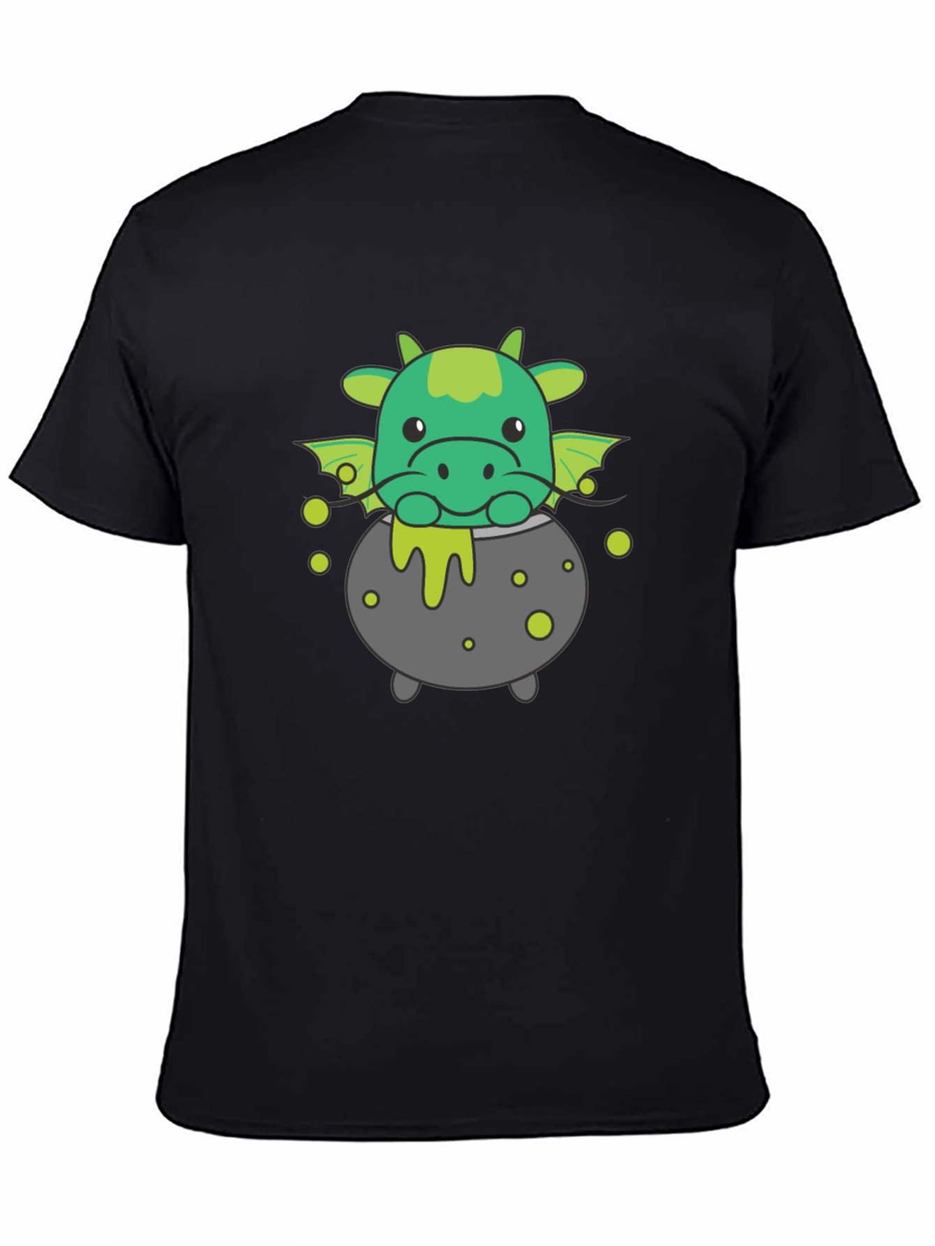 Cute Dragon Cauldron Black T-Shirt