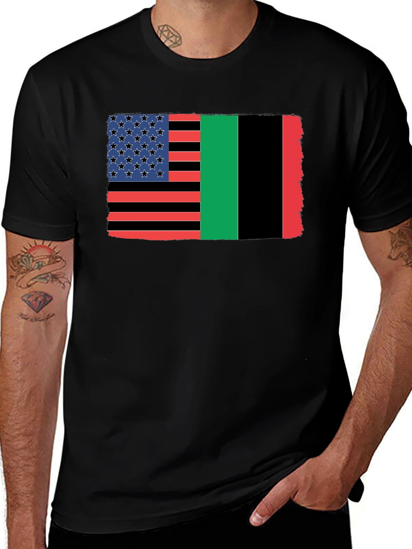 Pan-African Flag American Flag T-Shirt