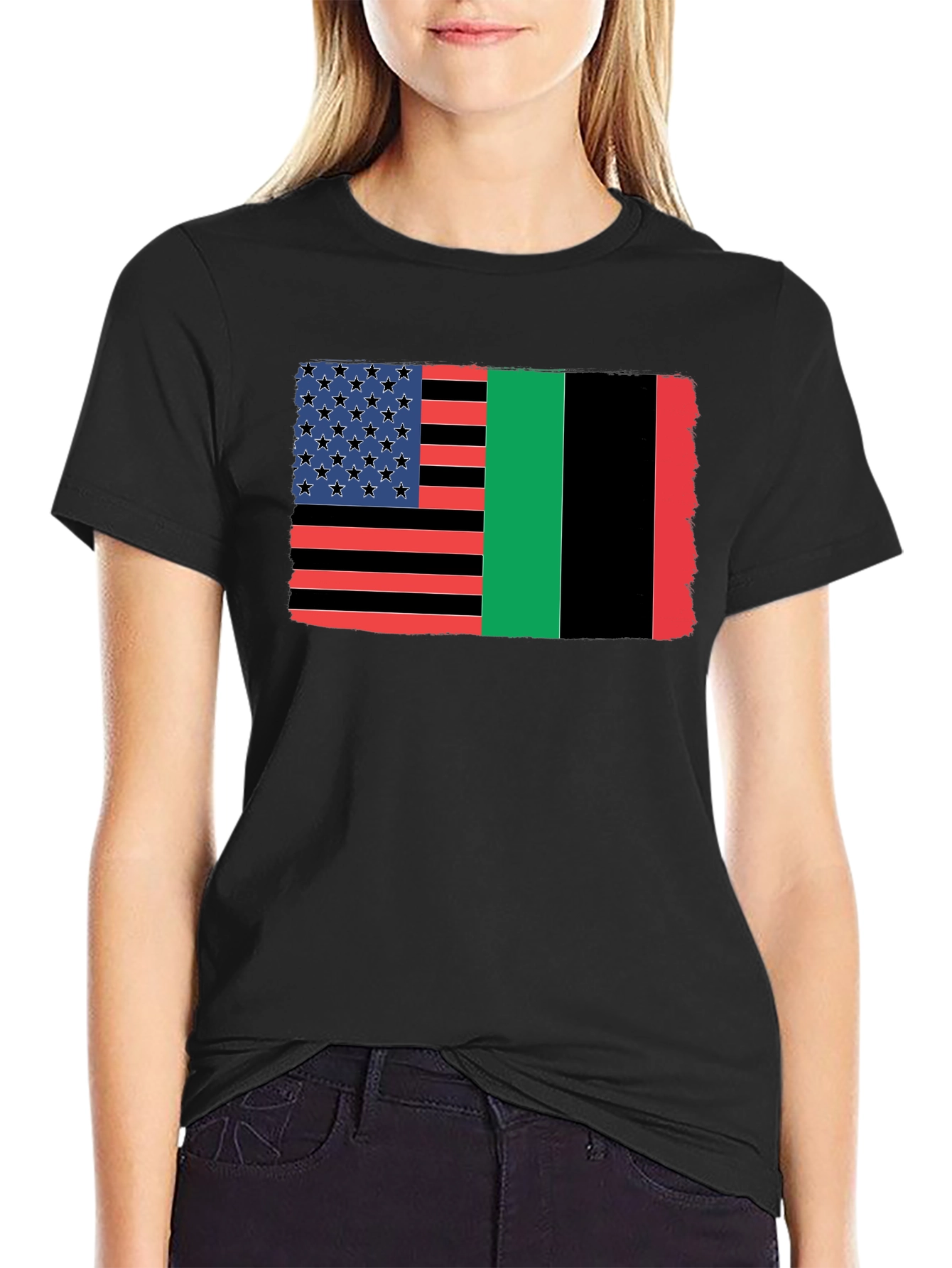 Pan-African Flag American Flag T-Shirt