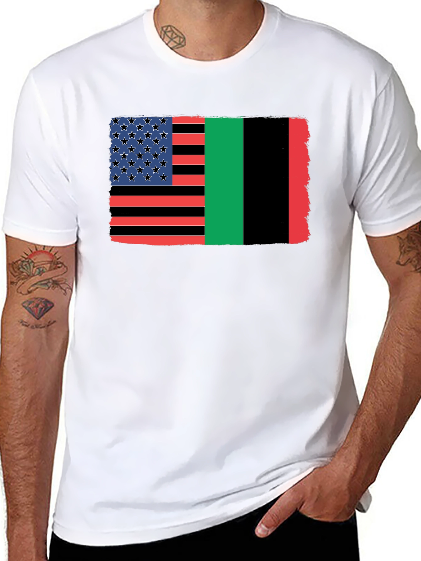 Pan-African Flag American Flag T-Shirt