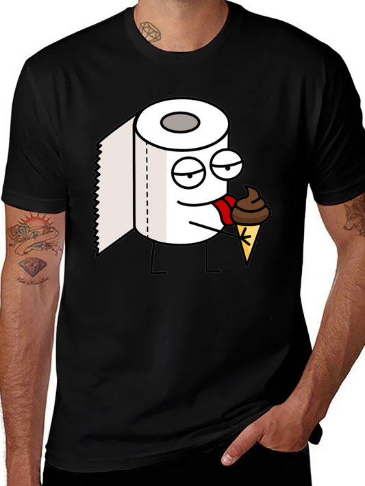 Toilet Paper Ice Cream Funny Black T-Shirt