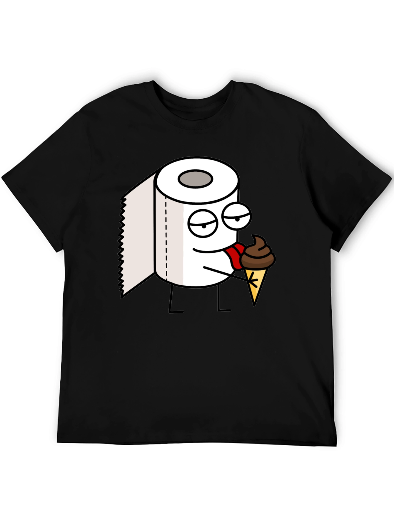 Toilet Paper Ice Cream Funny Black T-Shirt