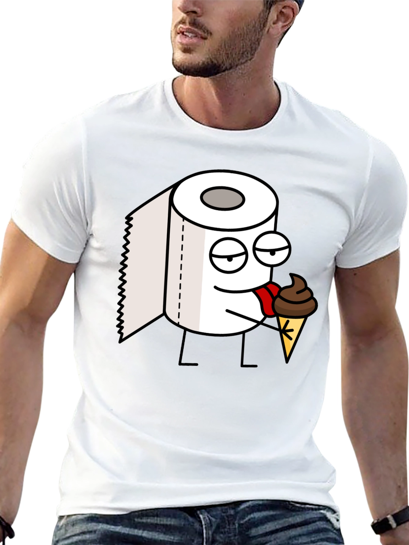 Toilet Paper Ice Cream Funny Black T-Shirt