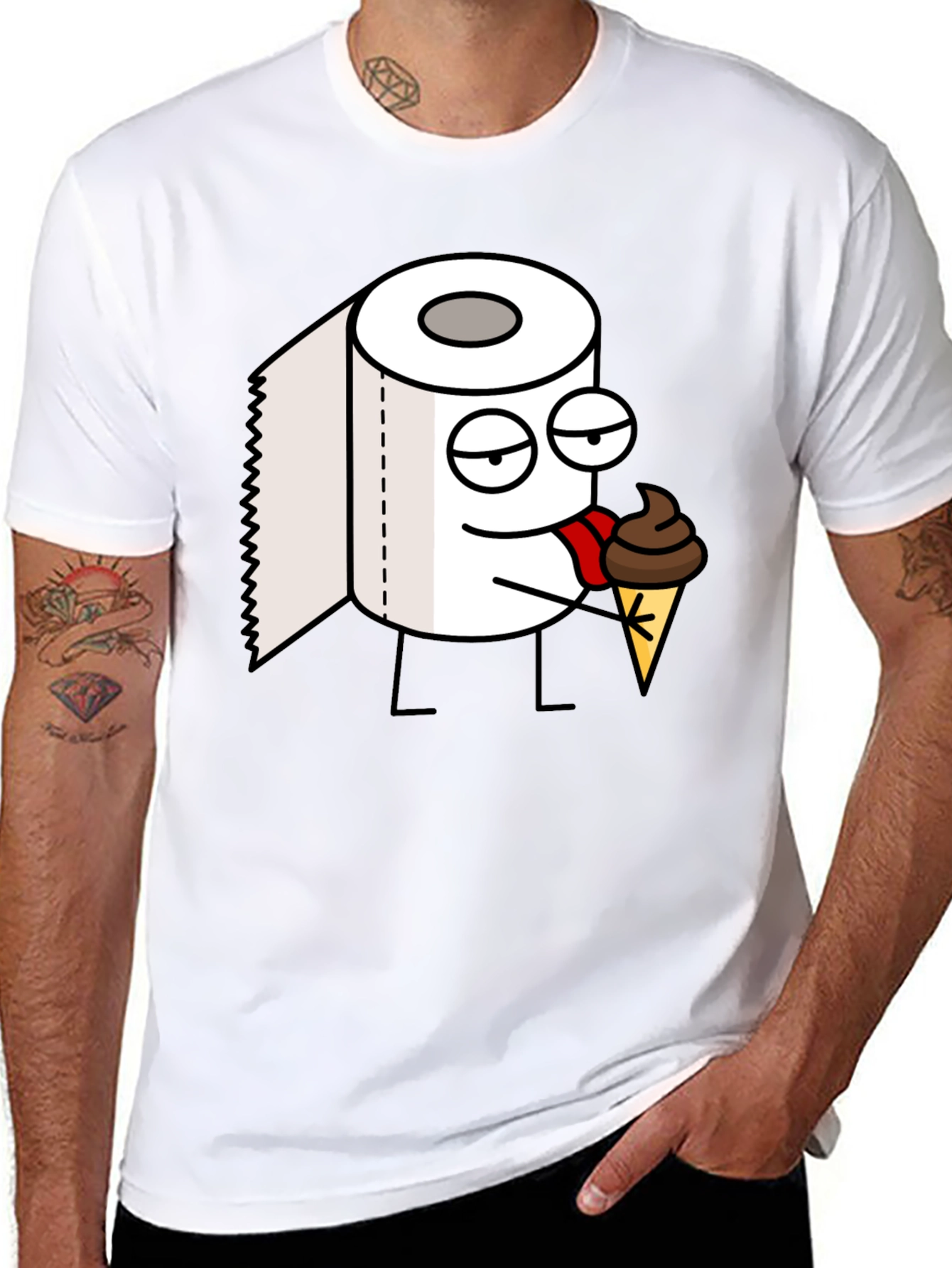 Toilet Paper Ice Cream Funny Black T-Shirt