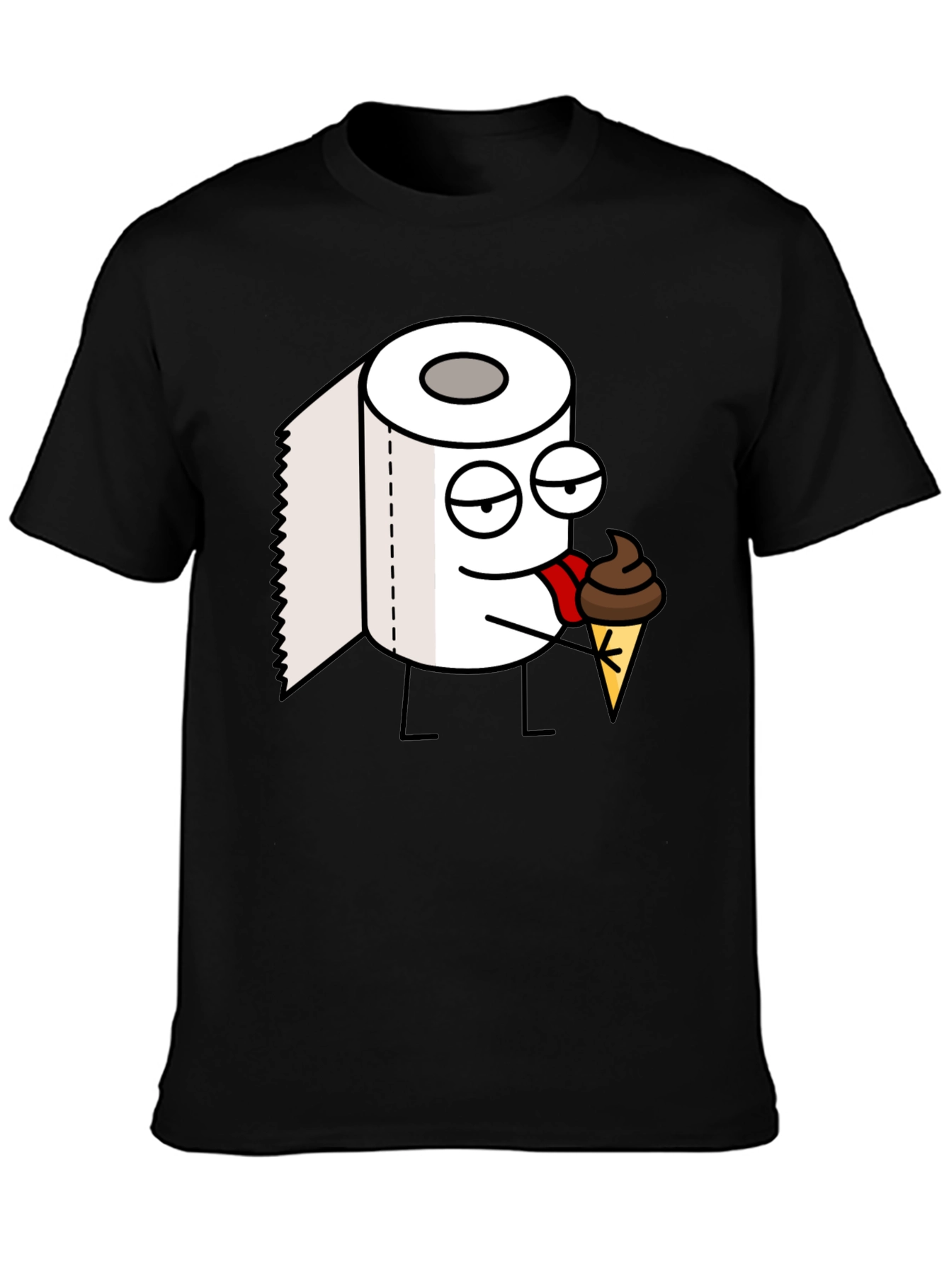 Toilet Paper Ice Cream Funny Black T-Shirt