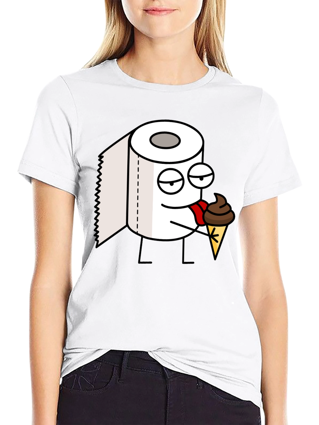 Toilet Paper Ice Cream Funny Black T-Shirt