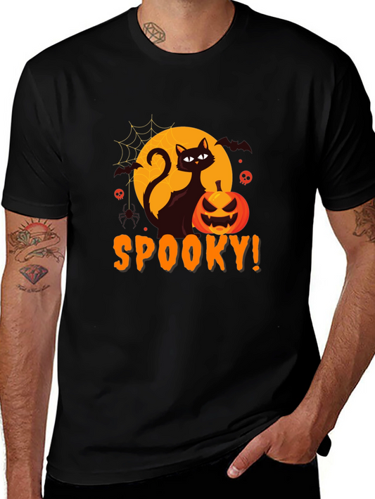 Spooky Halloween Black Cat Graphic Tee