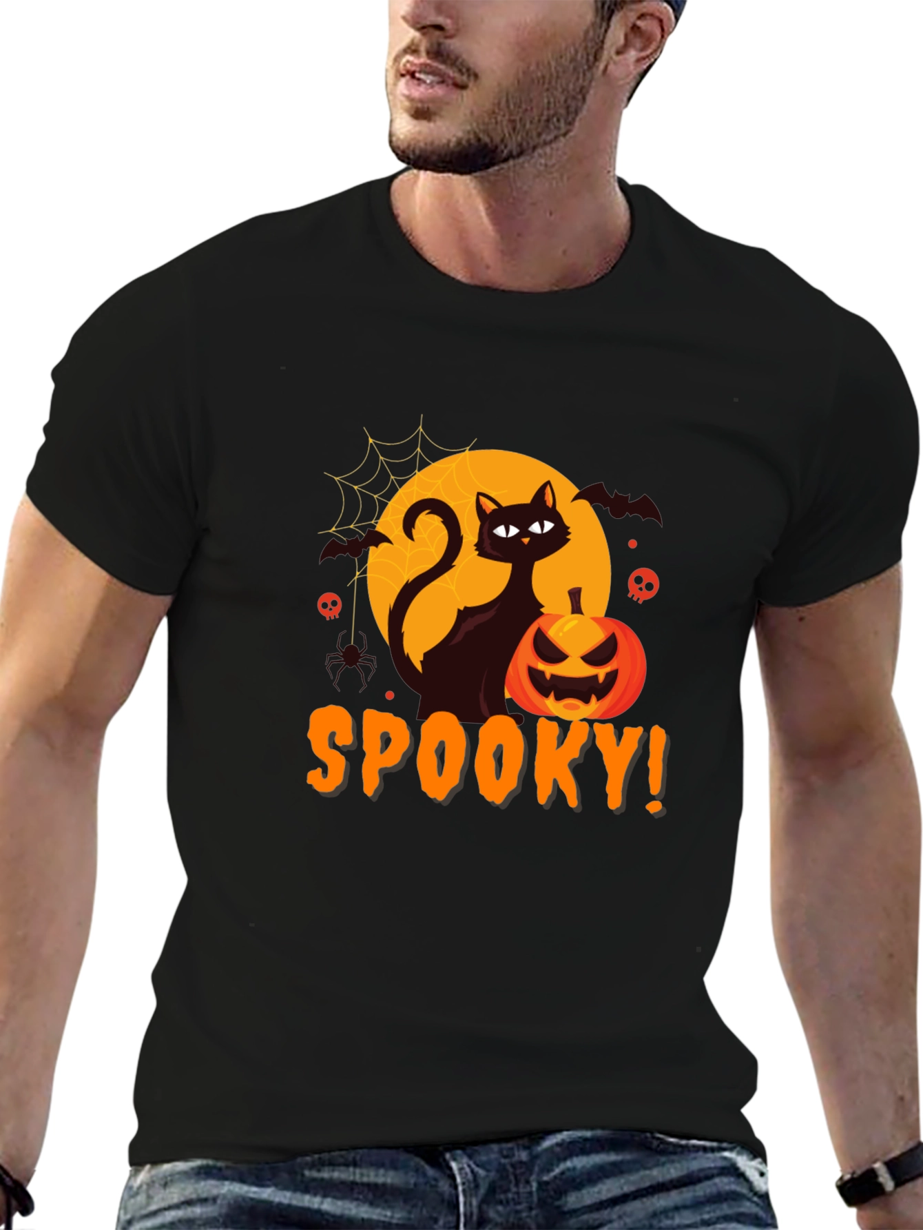 Spooky Halloween Black Cat Graphic Tee