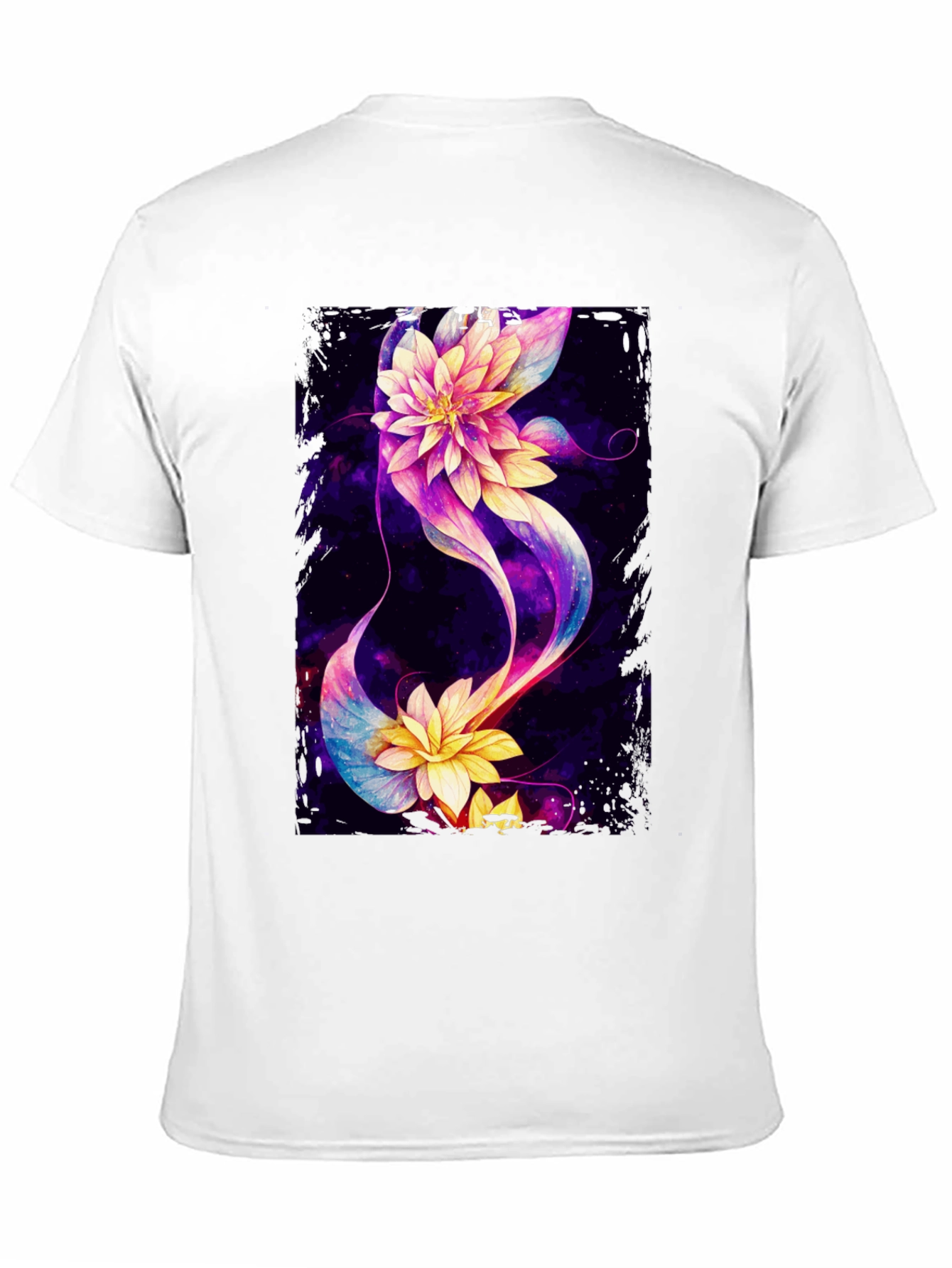 Floral Galaxy Black T-Shirt - Unique Design
