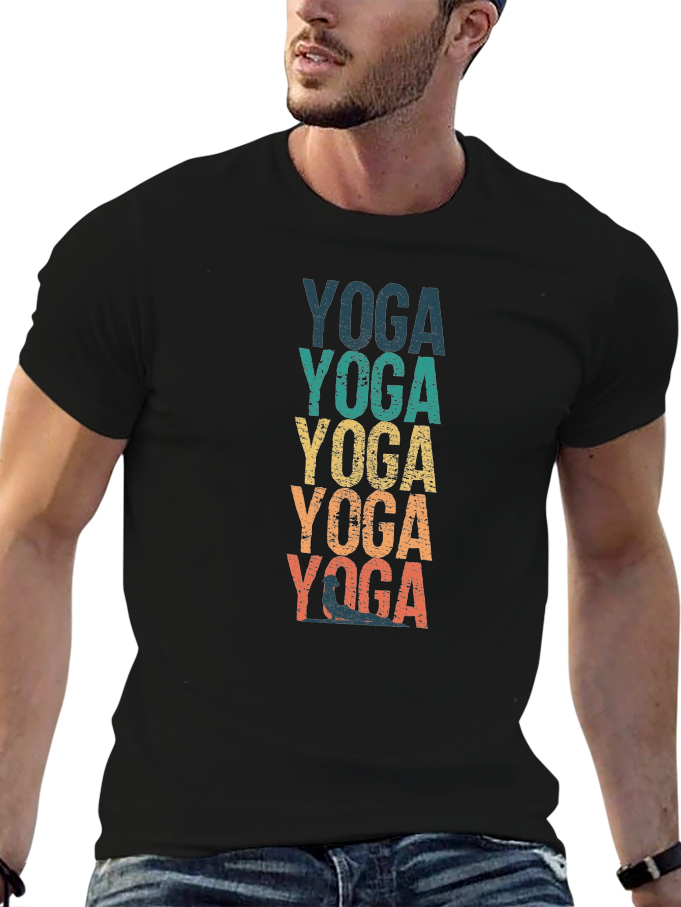 Mens Yoga Graphic Tee - Retro Design