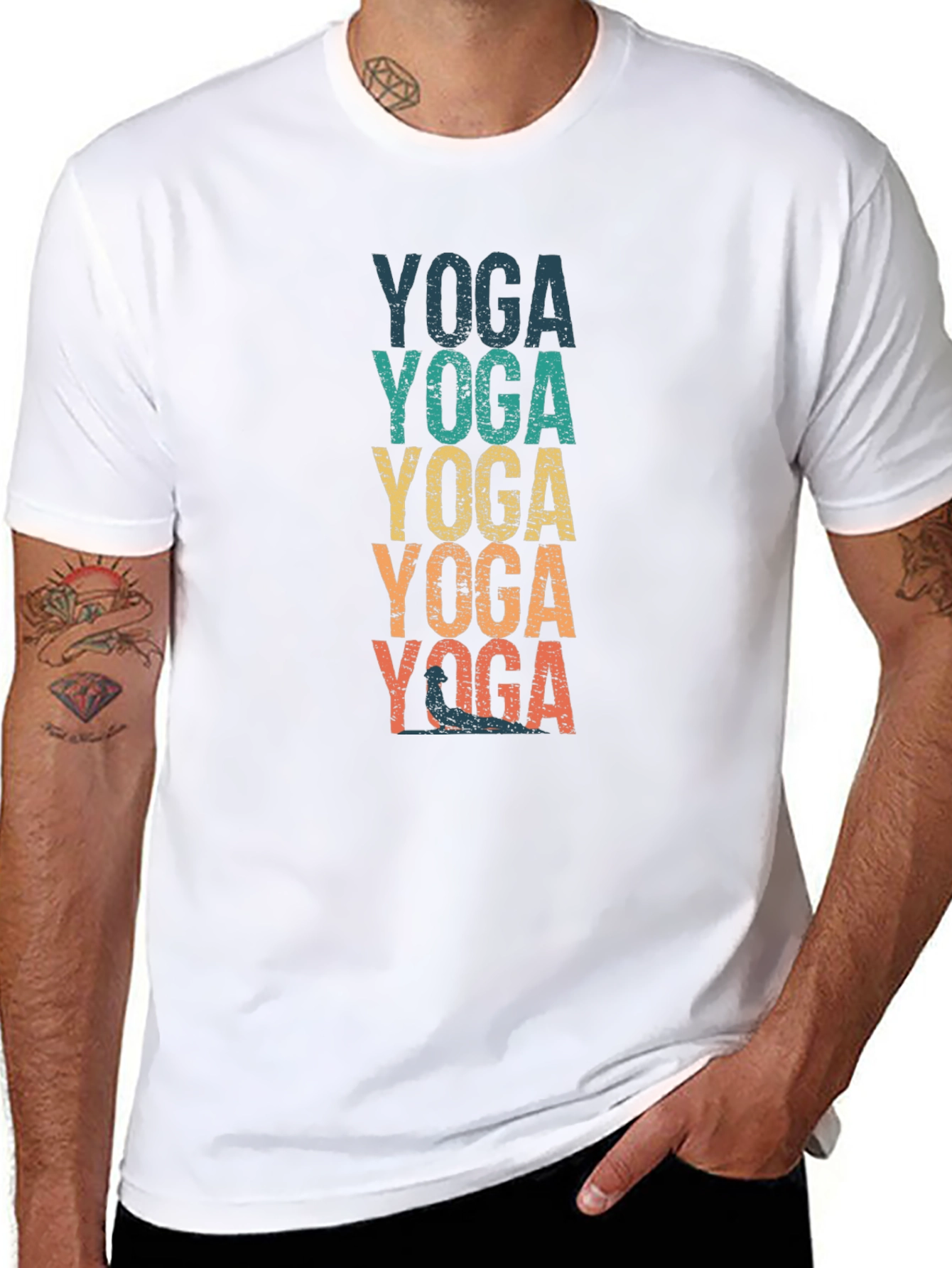 Mens Yoga Graphic Tee - Retro Design