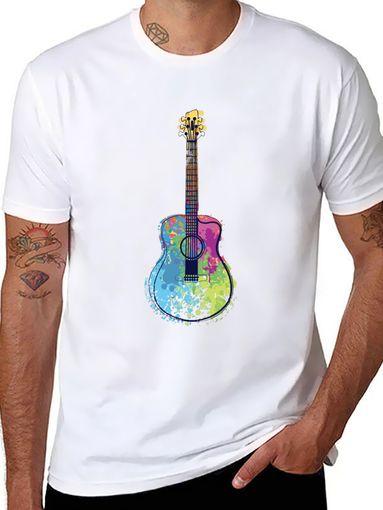 Colorful Guitar Graphic T-Shirt