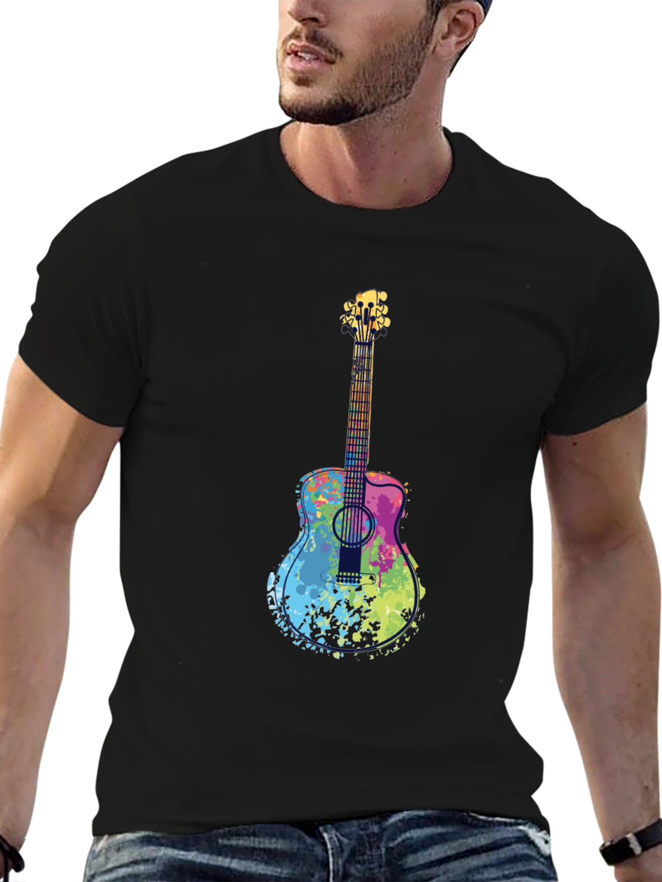 Colorful Guitar Graphic T-Shirt