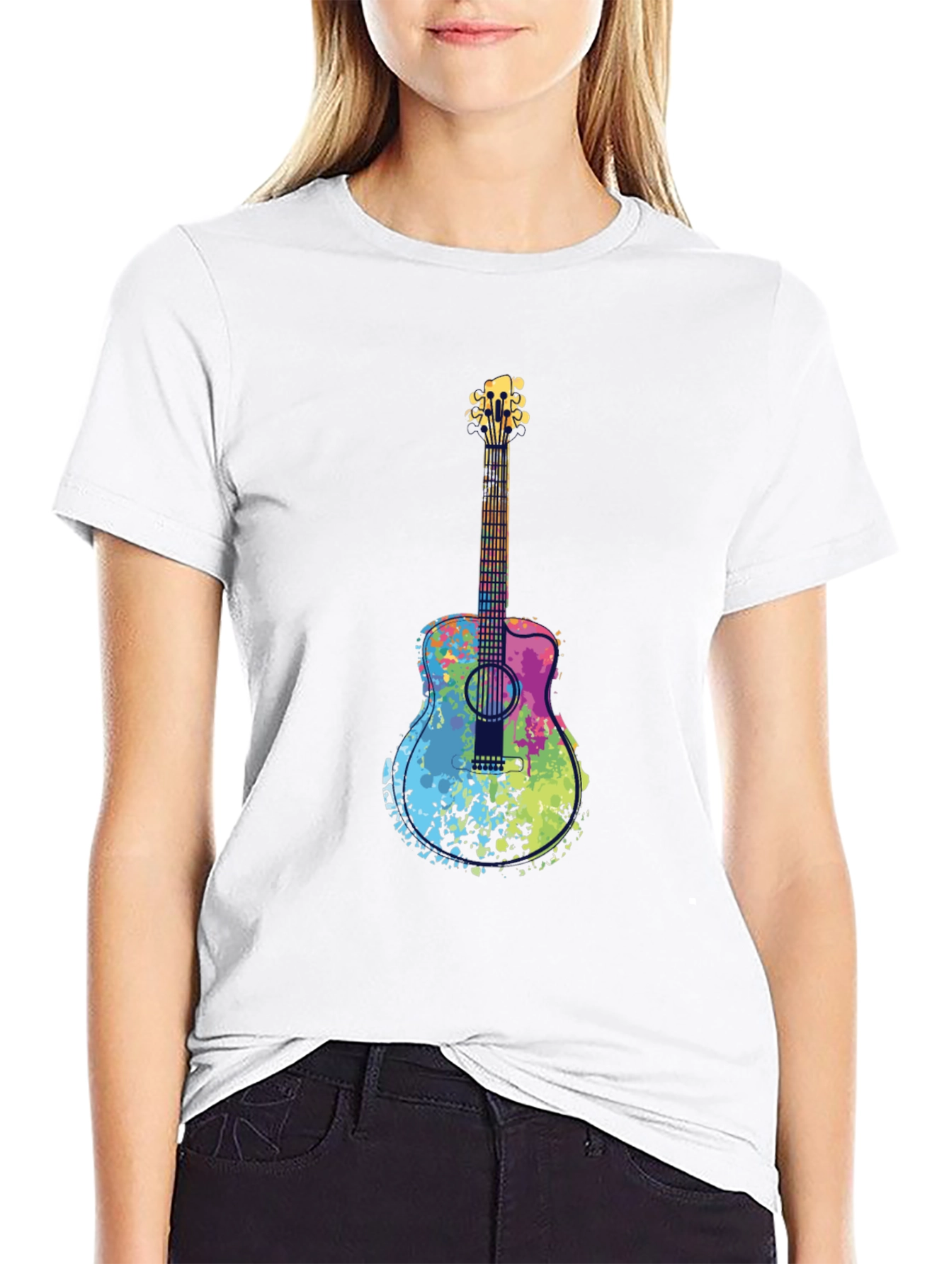 Colorful Guitar Graphic T-Shirt
