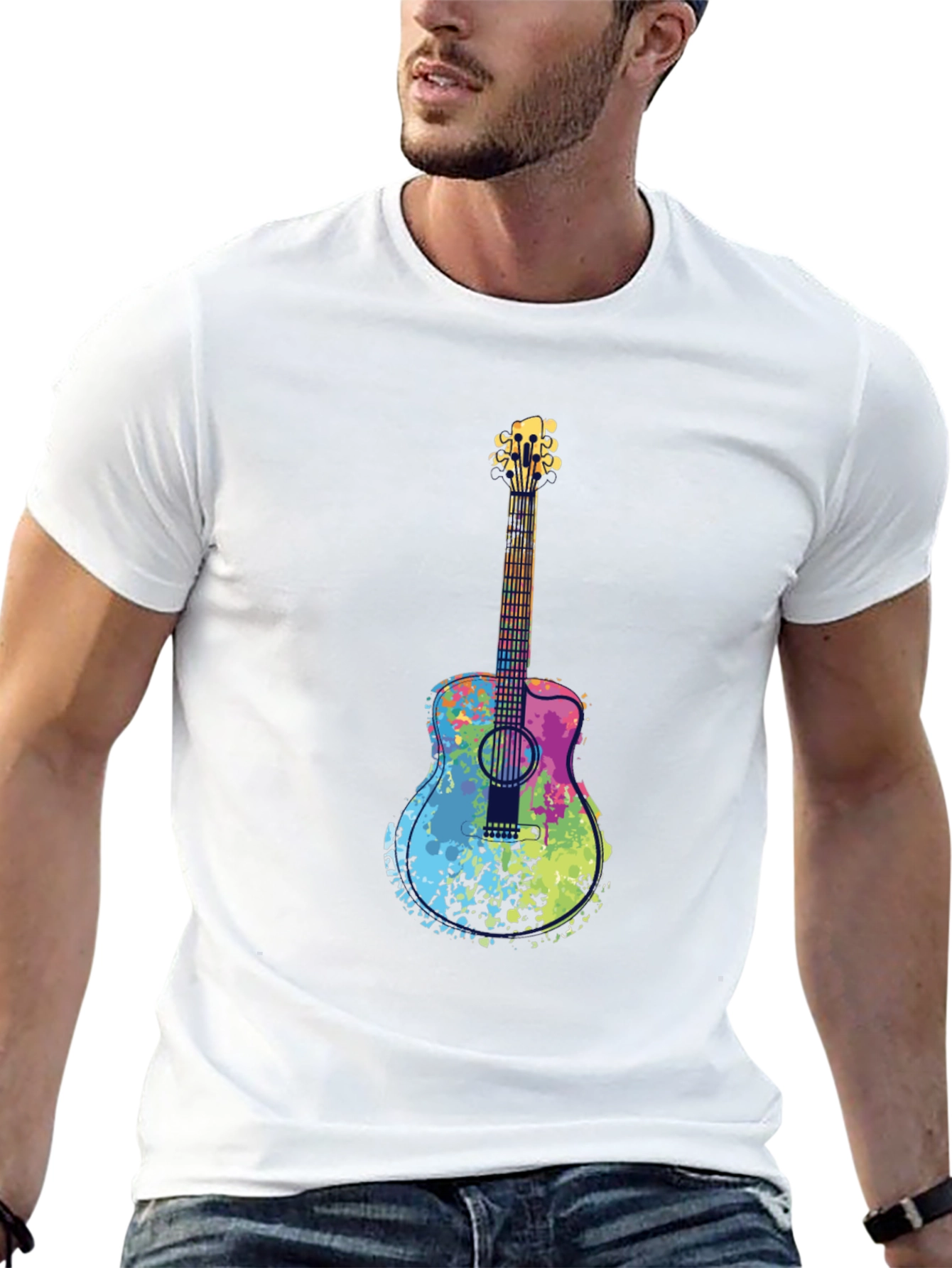Colorful Guitar Graphic T-Shirt