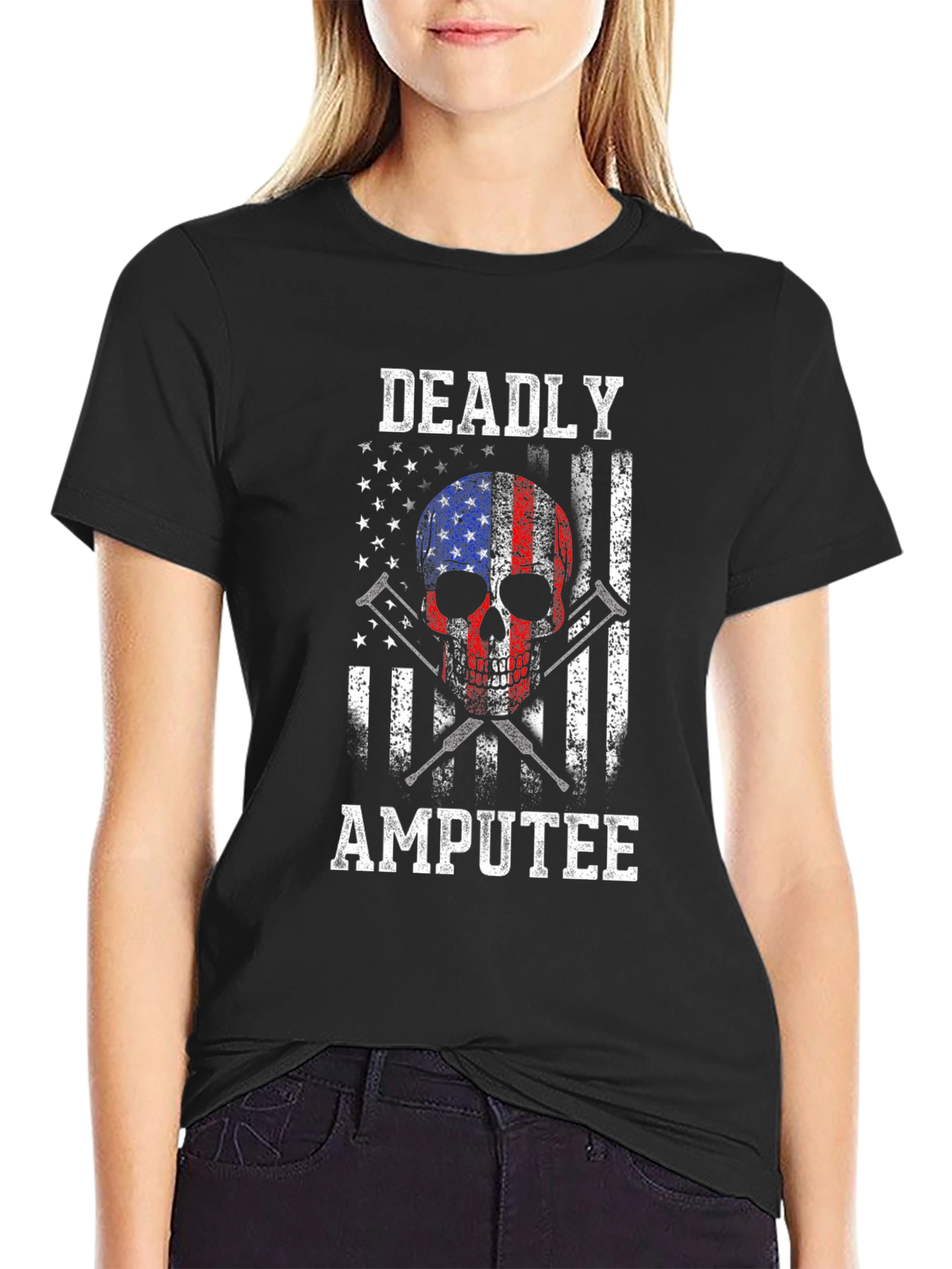 Deadly Amputee USA Flag Graphic T-Shirt