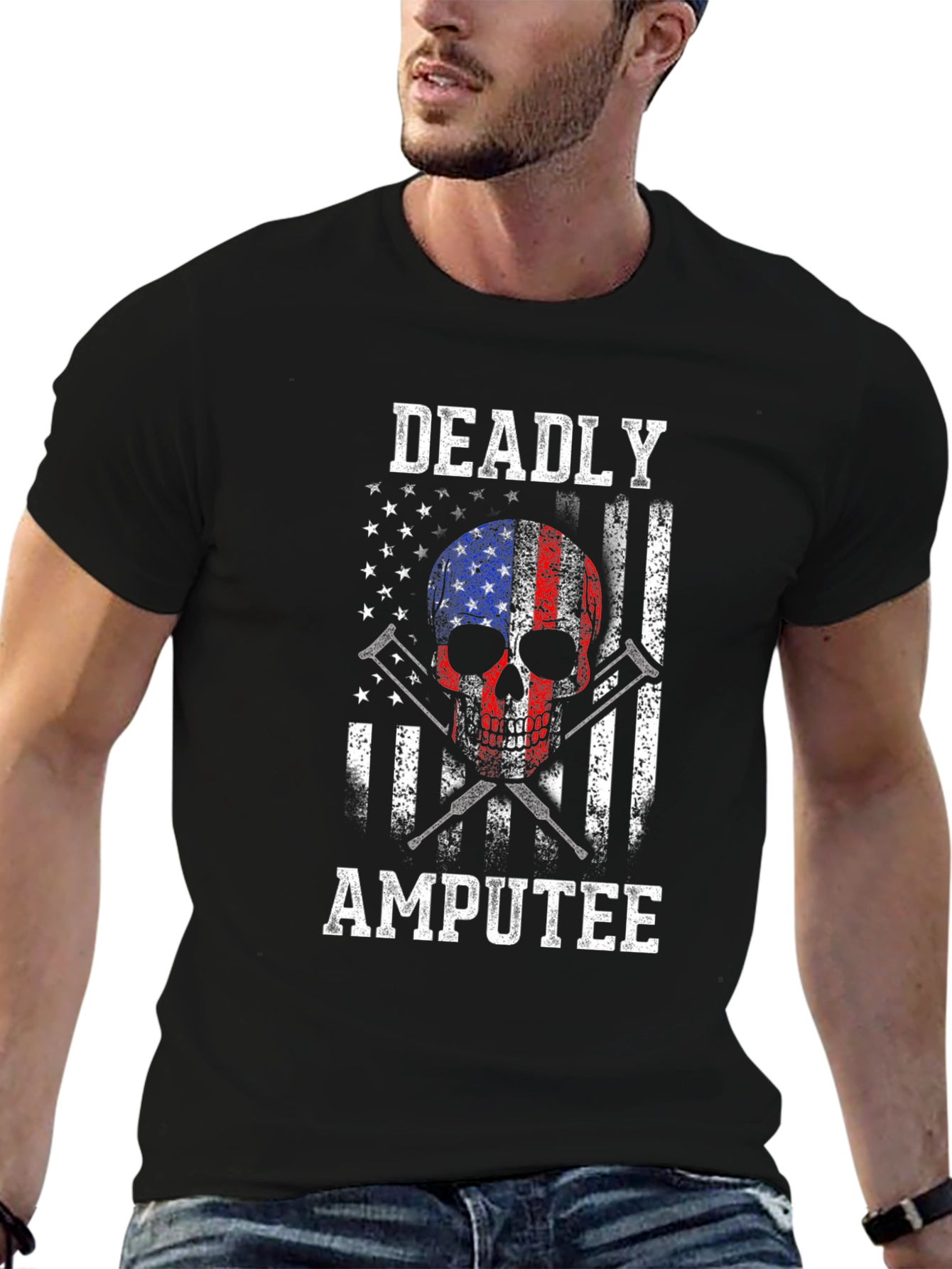 Deadly Amputee USA Flag Graphic T-Shirt