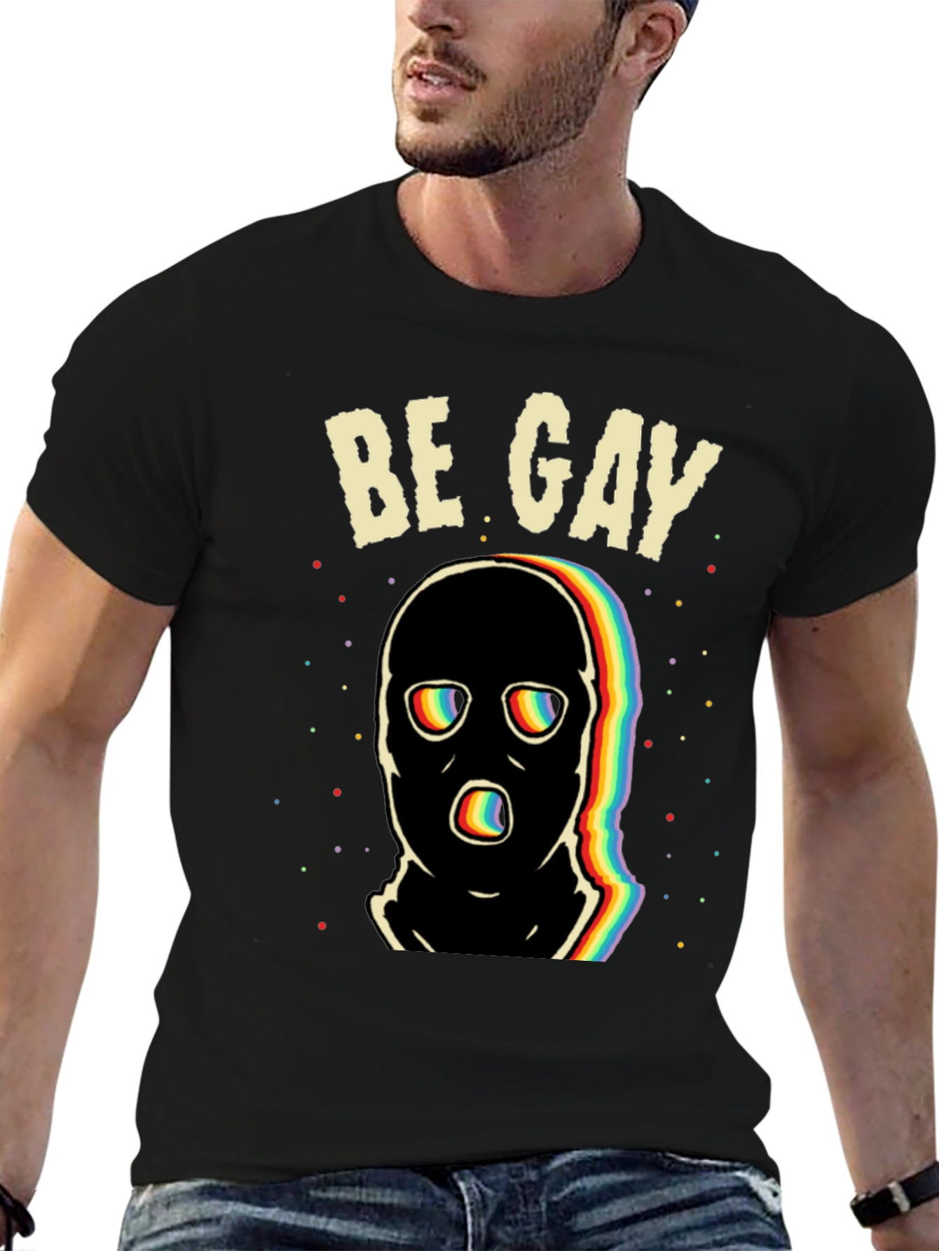 Be Gay T-Shirt - Rainbow Graphic Tee