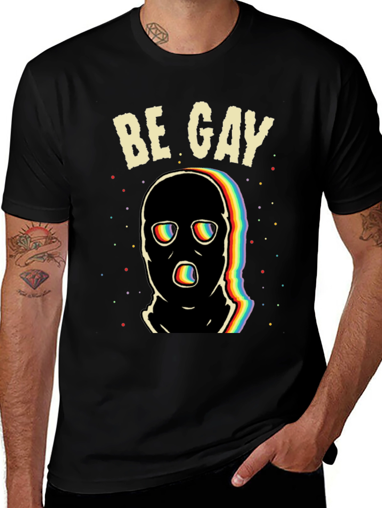 Be Gay T-Shirt - Rainbow Graphic Tee