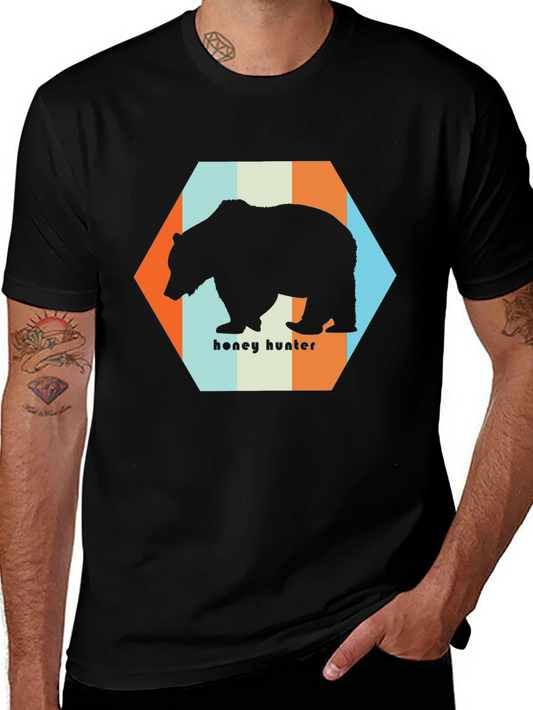 Honey Hunter Bear Graphic Tee - Black