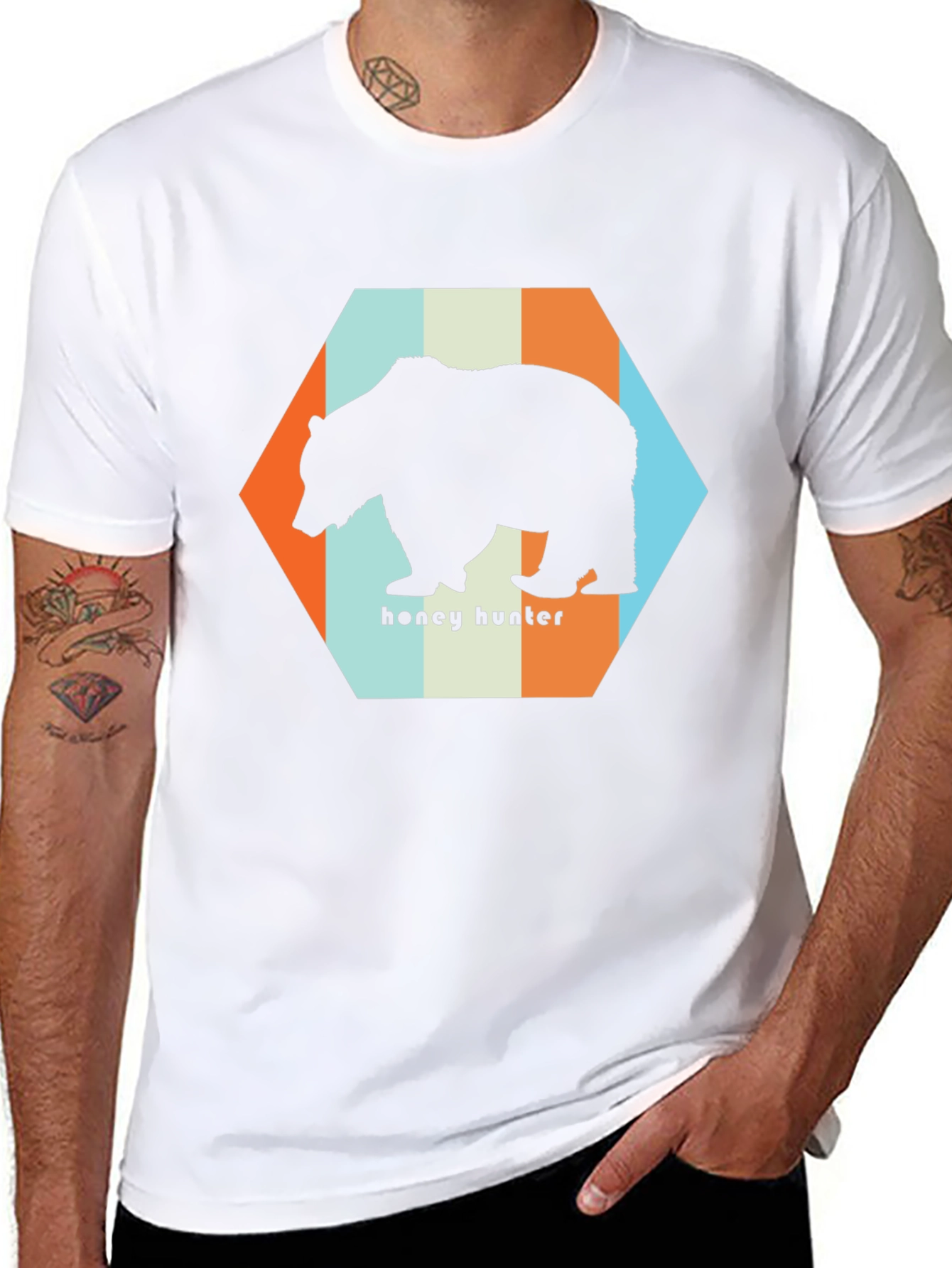 Honey Hunter Bear Graphic Tee - Black