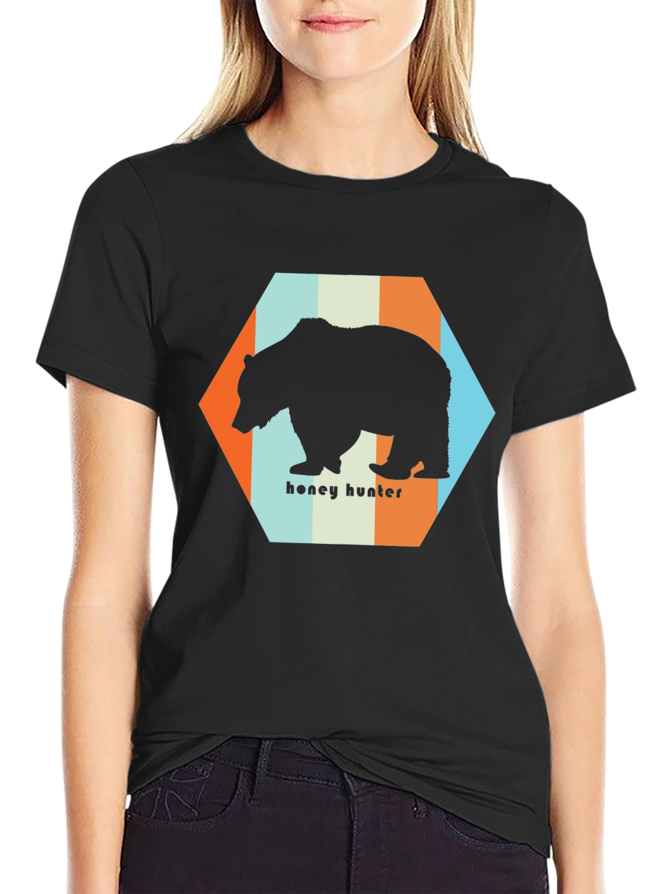 Honey Hunter Bear Graphic Tee - Black