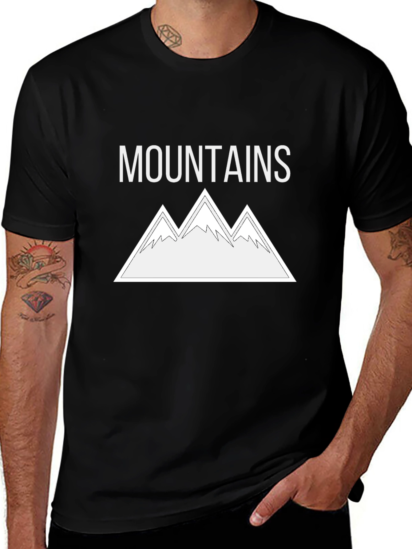 Mountains Graphic Tee - Stylish Black Cotton T-Shirt