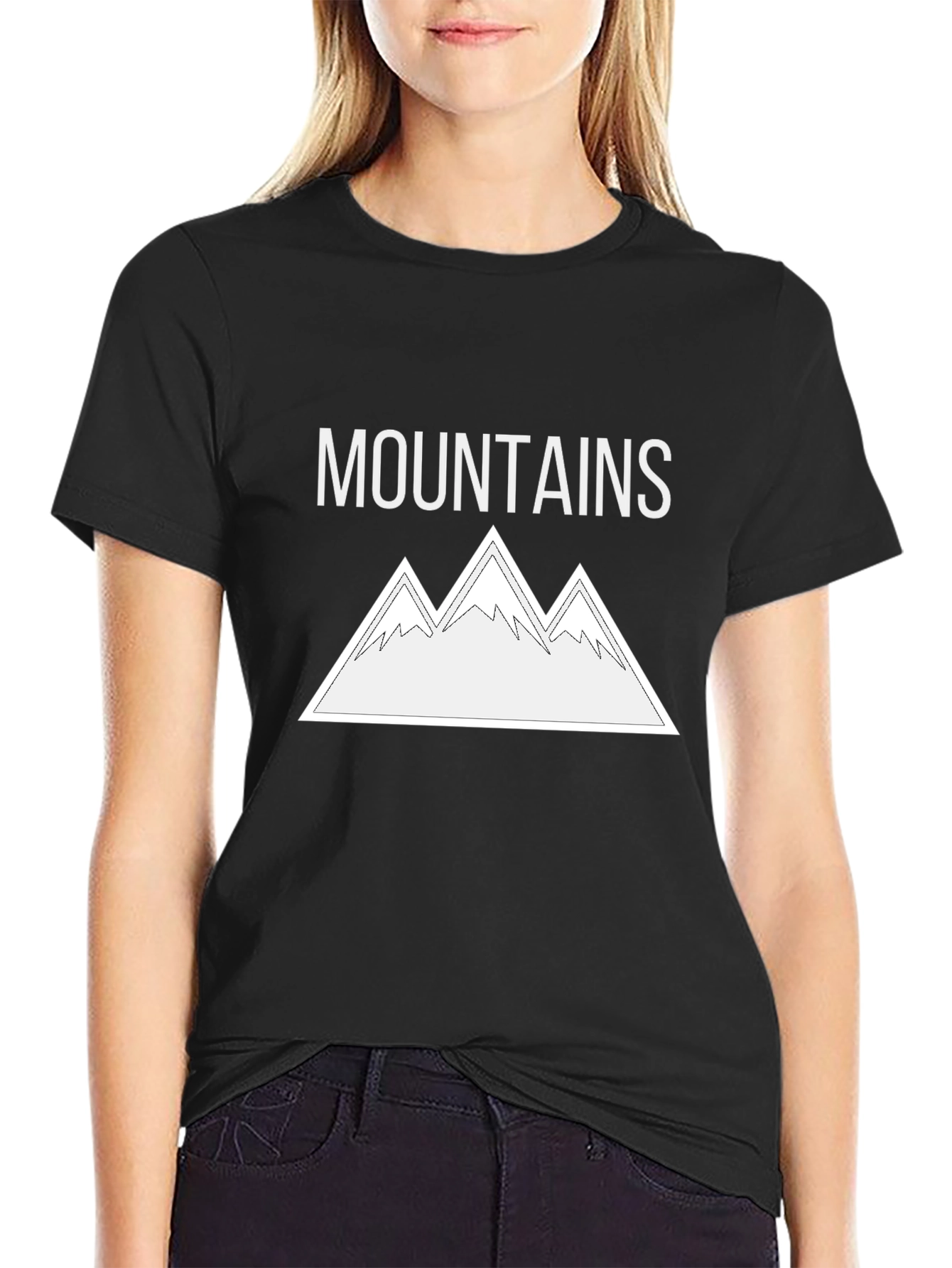 Mountains Graphic Tee - Stylish Black Cotton T-Shirt