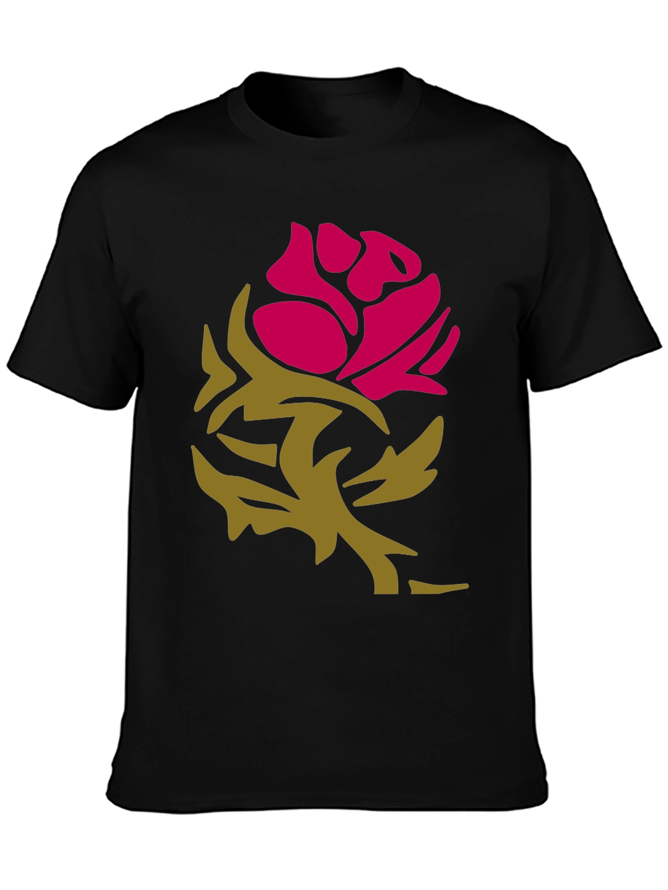 Stylish Rose Graphic Black T-Shirt